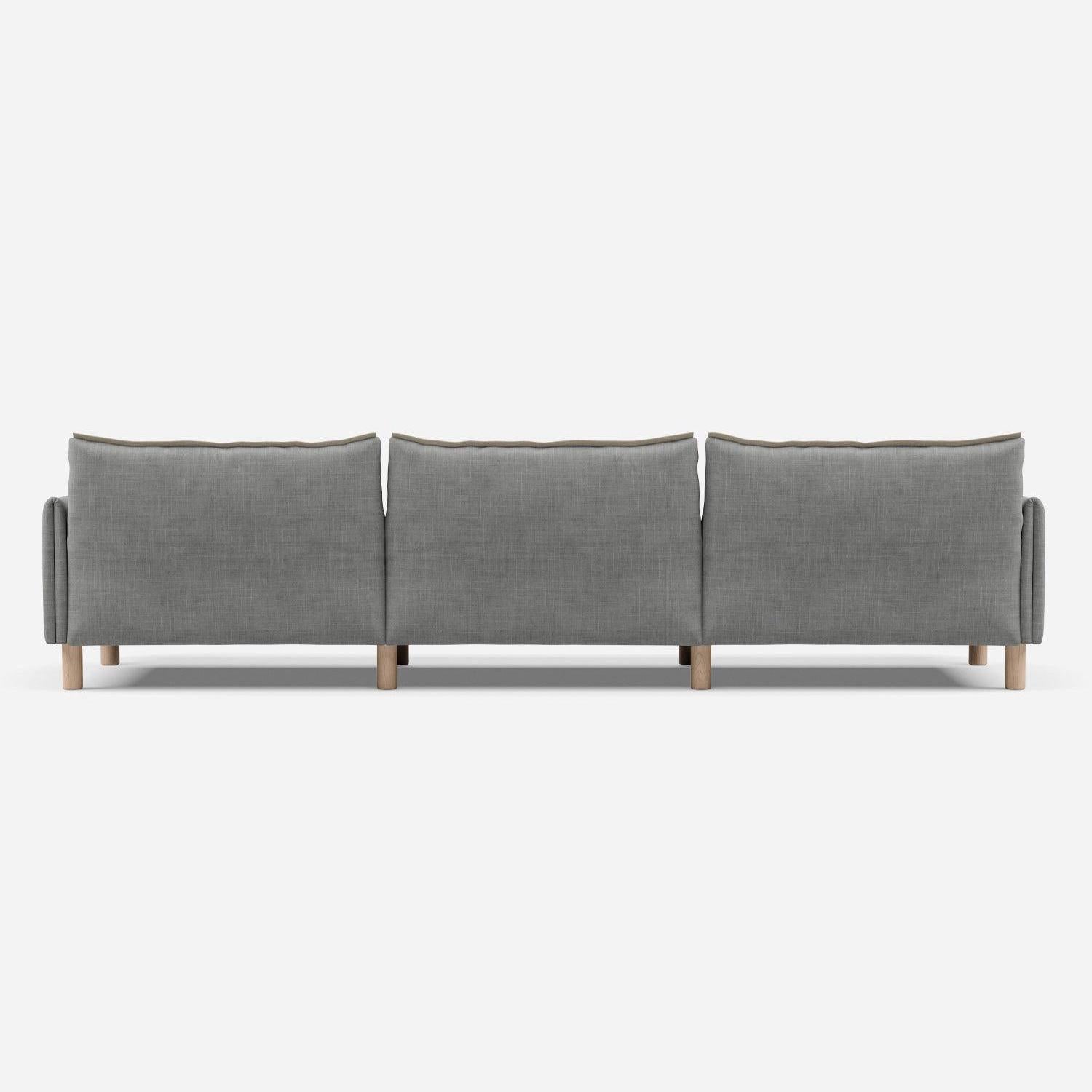 5 Seater Chaise Corner Left Hand Sofa | Weave Light Grey - Cozmo @ Light Grey Weave Jacket | Natural Trim