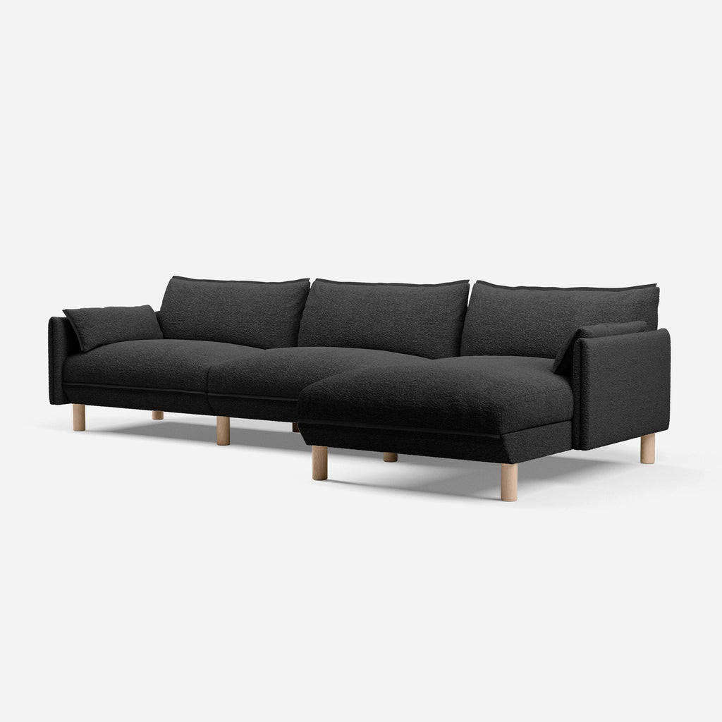 Cozy 5 Seater RH Chaise Sofa Boucle Trim