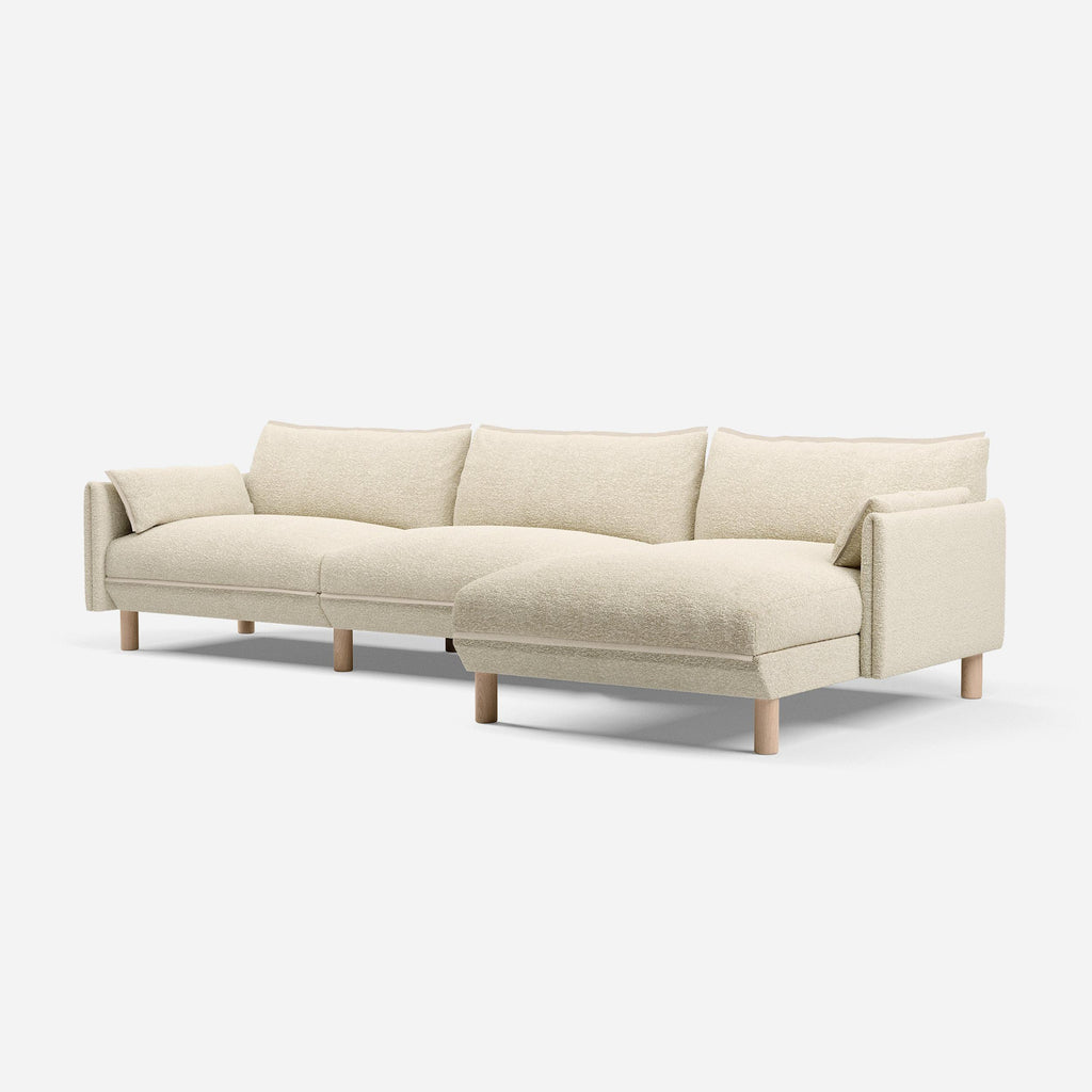 Cozy 5 Seater RH Chaise Sofa Ecru Boucle Trim