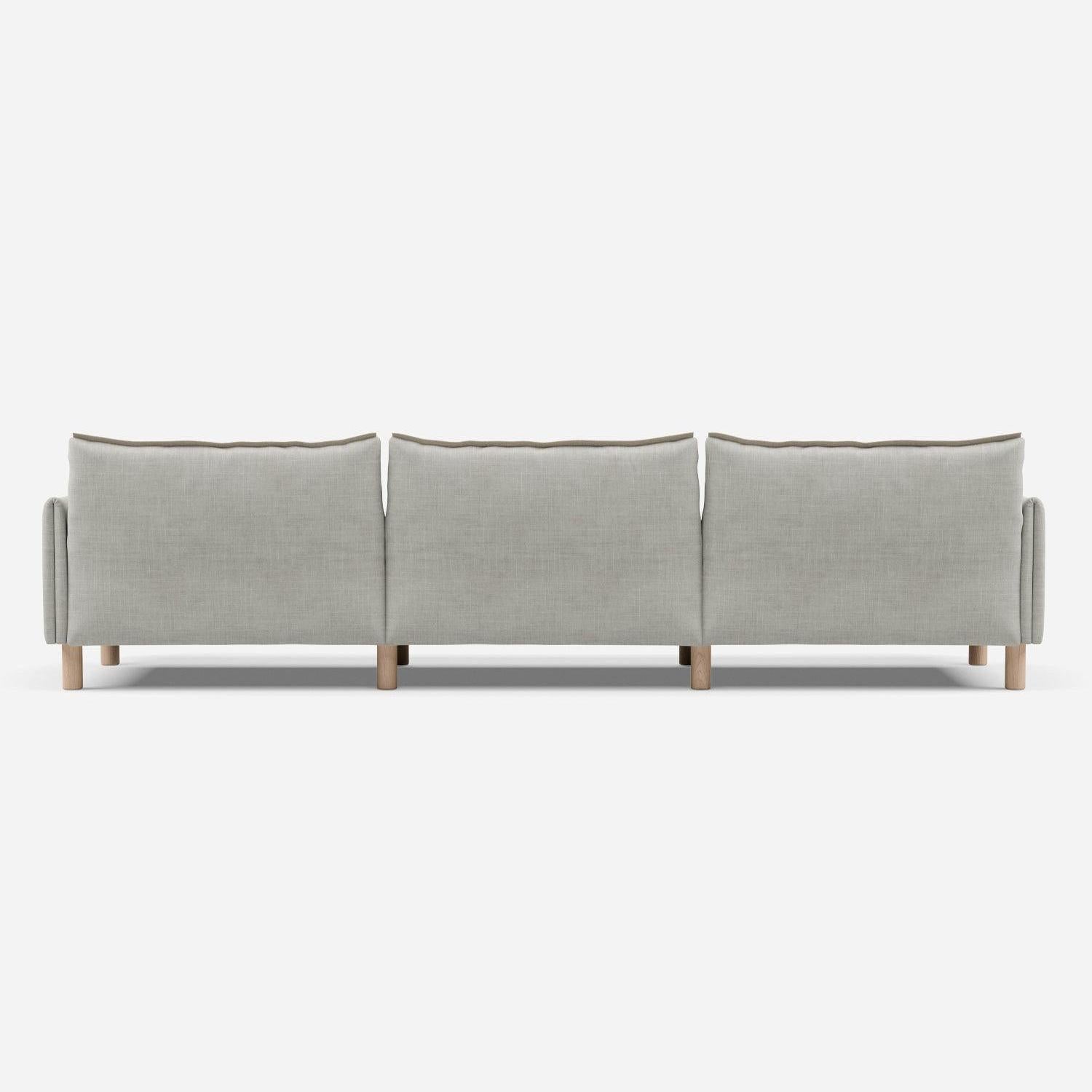 5 Seater Chaise Corner Right Hand Sofa | Weave Ecru - Cozmo @ Ecru Weave Jacket | Natural Trim