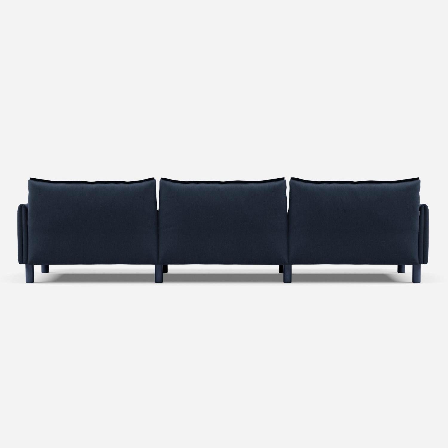 5 Seater Chaise Corner Right Hand Sofa | Cotton Navy  - Cozmo @ Navy Cotton Jacket | Dark Blue Trim