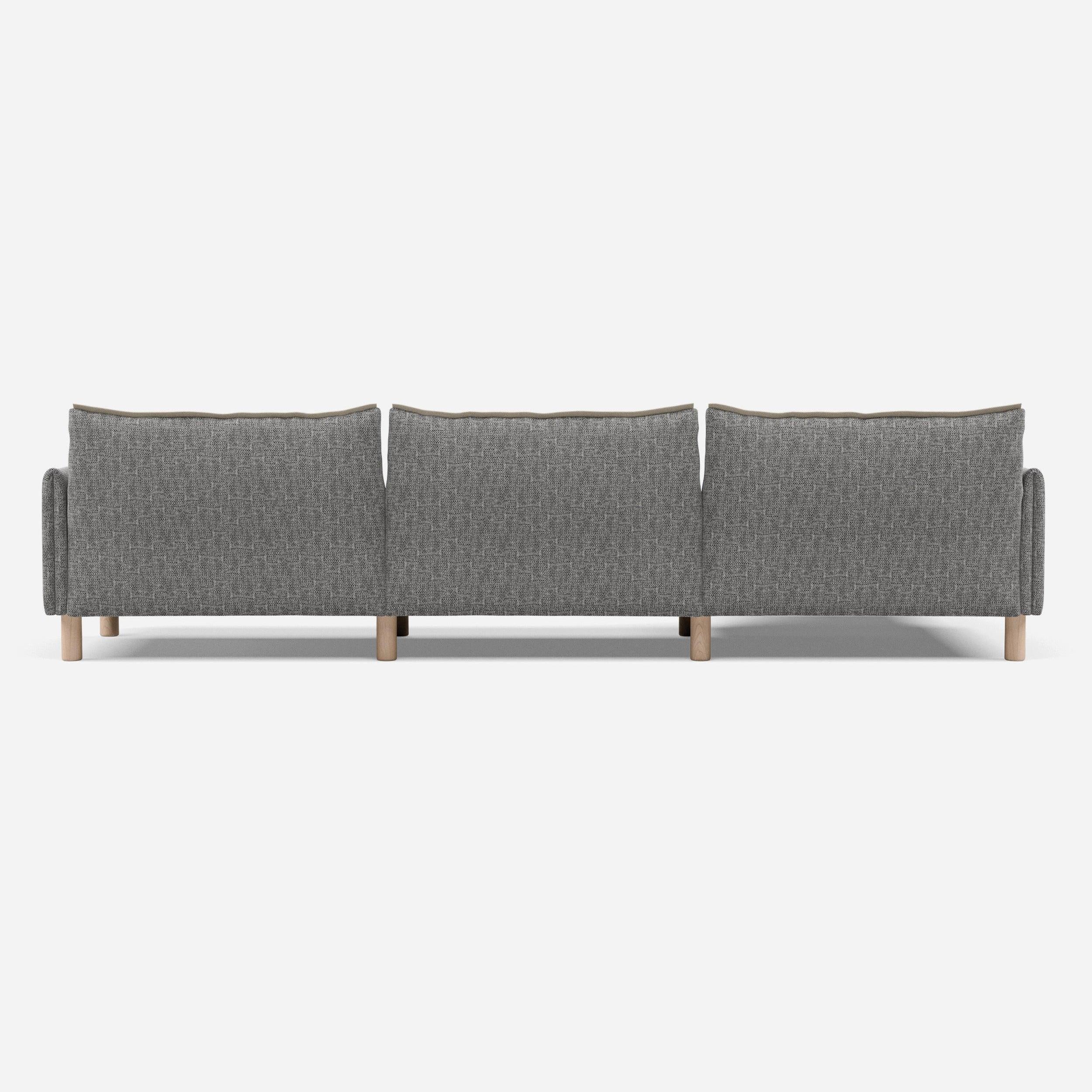 5 Seater Chaise Corner Right Hand Sofa | Textured Weave Salt & Pepper - Cozmo @ Salt & Pepper Textured Weave Jacket | Natural Trim