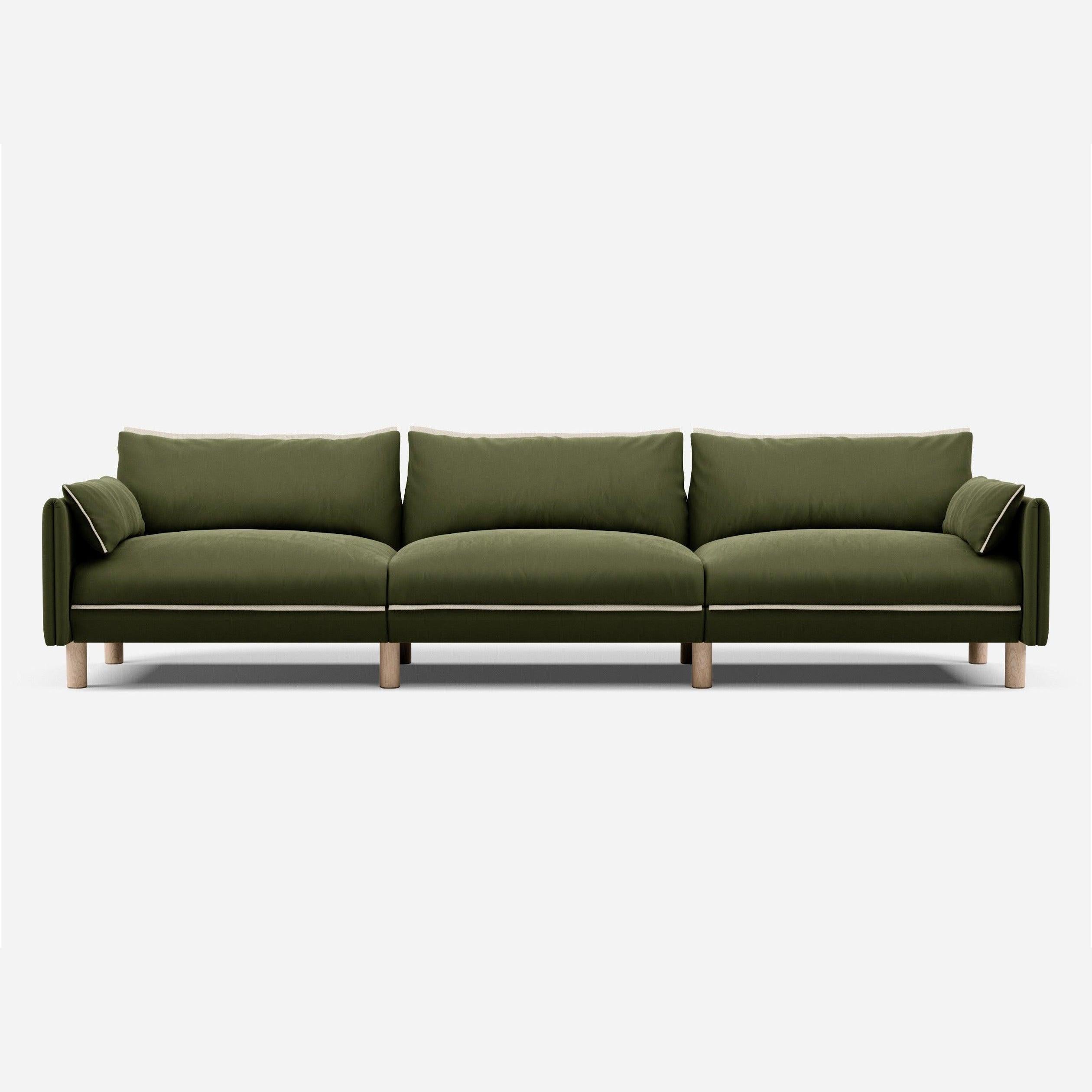 5 Seater Sofa | Velvet Dark Green - Cozmo @ Dark Green Velvet Jacket | Natural Trim