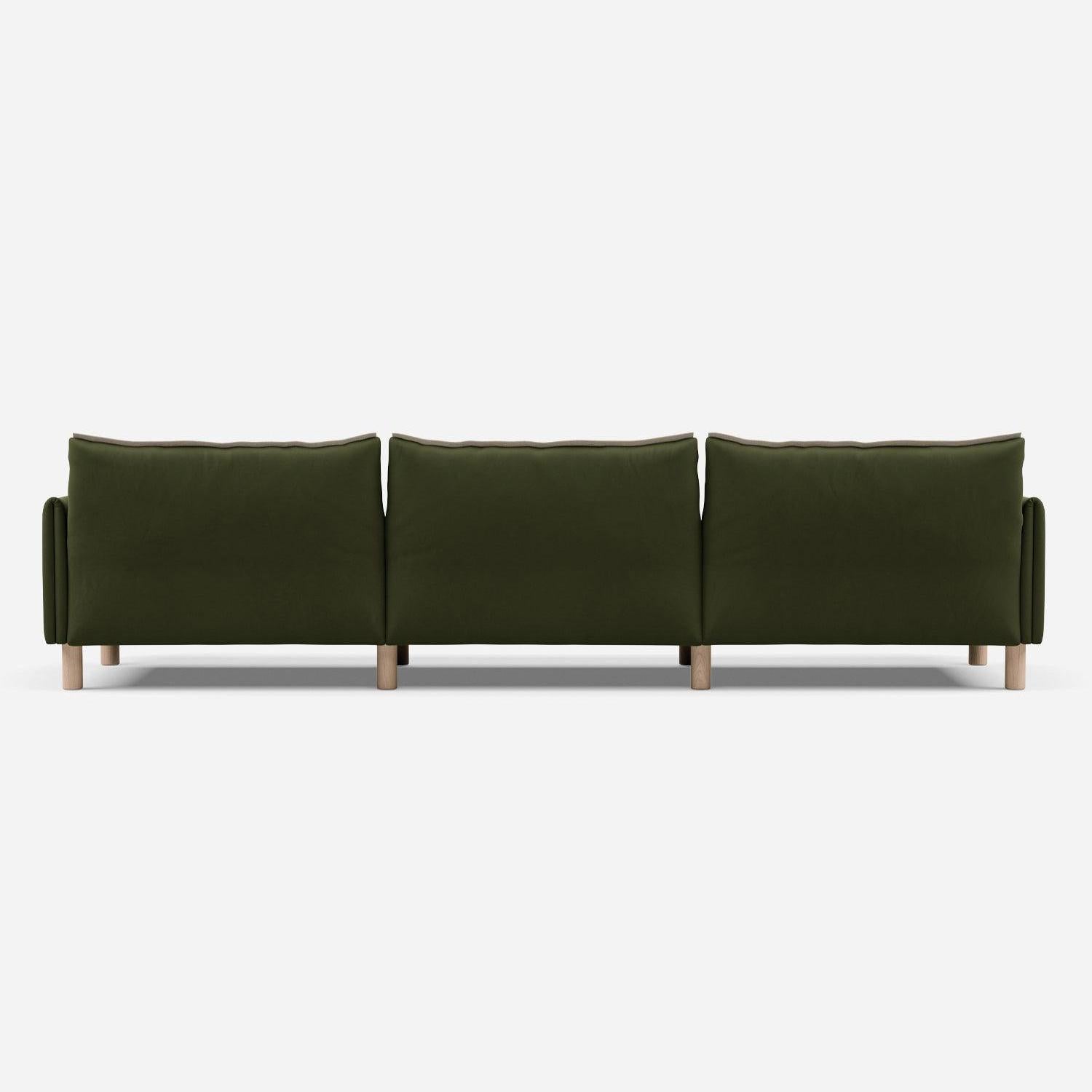 5 Seater Sofa | Velvet Dark Green - Cozmo @ Dark Green Velvet Jacket | Natural Trim