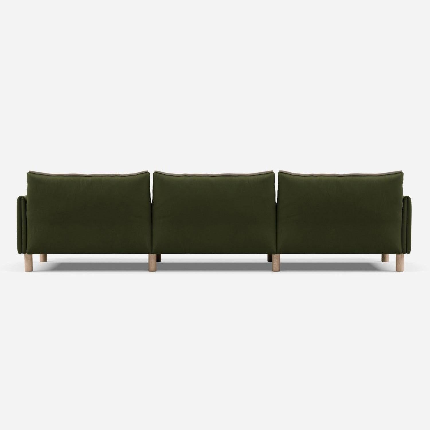 Cozmo Sofas - Cozy 5 Seater Sofa - Dark Green Velvet - Natural Legs - Rear view