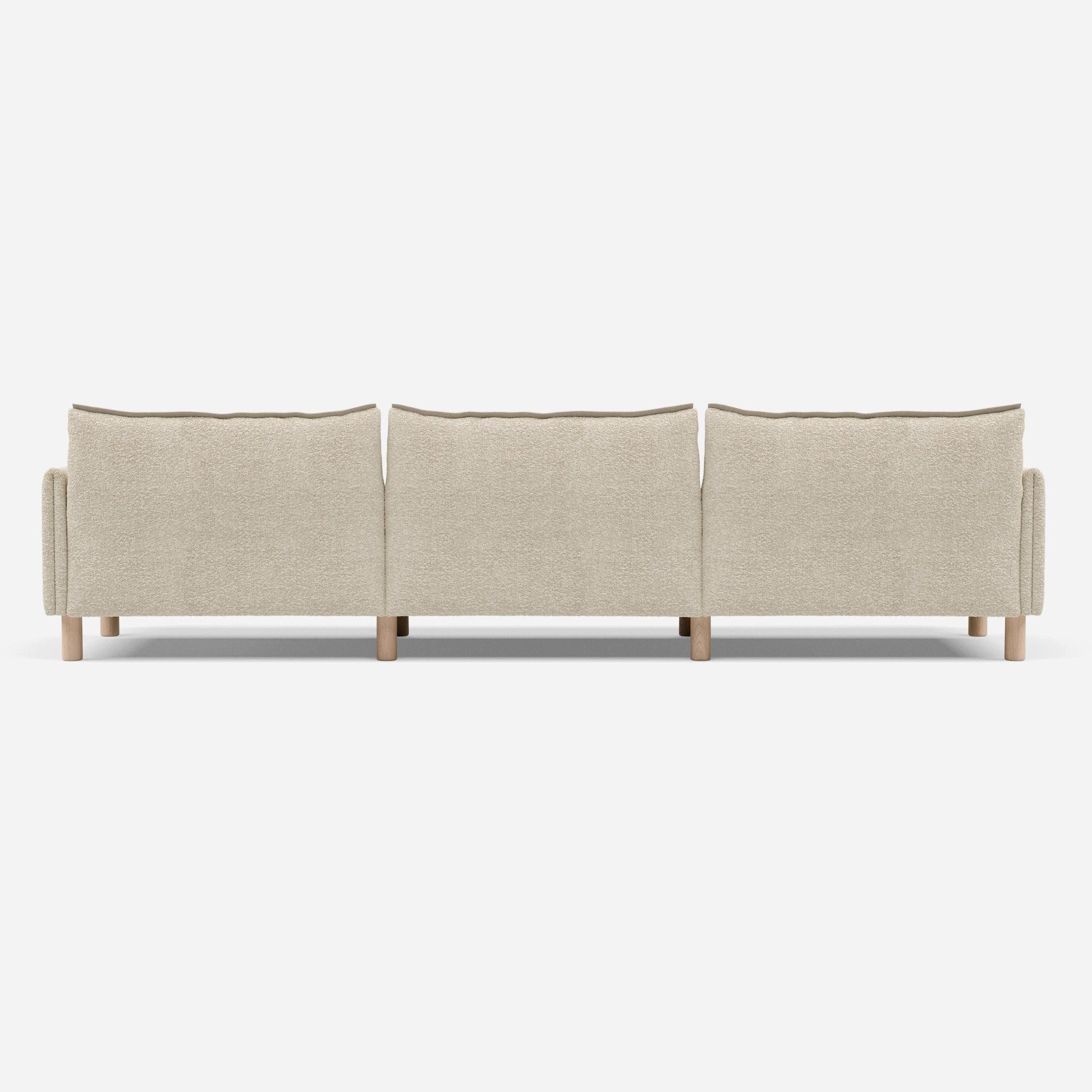 Cozmo Sofas - Cozy 5 Seater Sofa - Ecru Boucle - Natural Legs - Rear view
