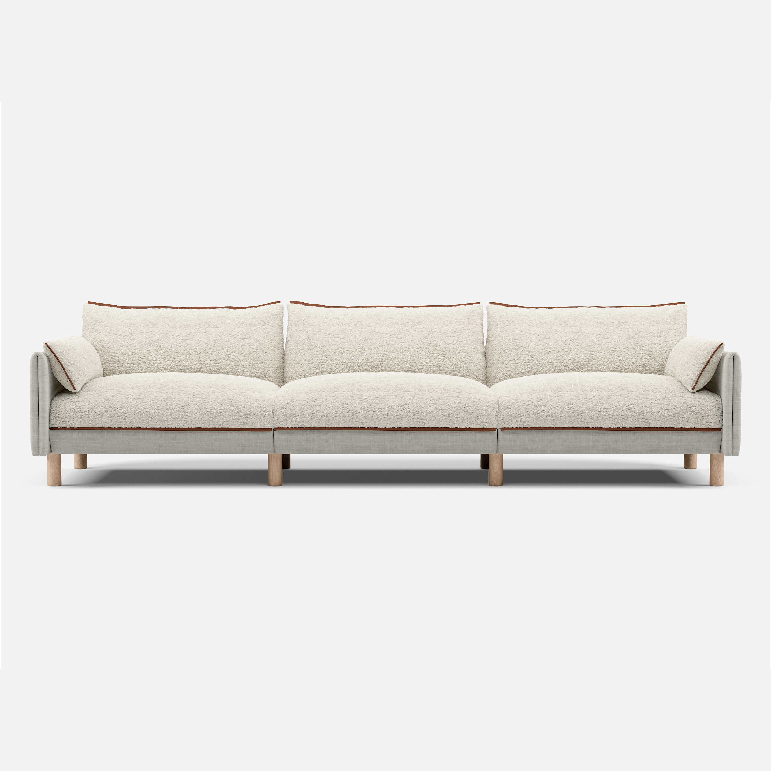 5 Seater Sofa | Weave Ecru - Cozmo @ Cream Fleece Jacket | Brick Trim