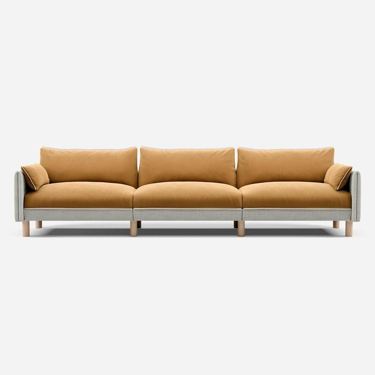5 Seater Sofa | Weave Ecru - Cozmo @ Ochre Cotton Jacket | Natural Trim