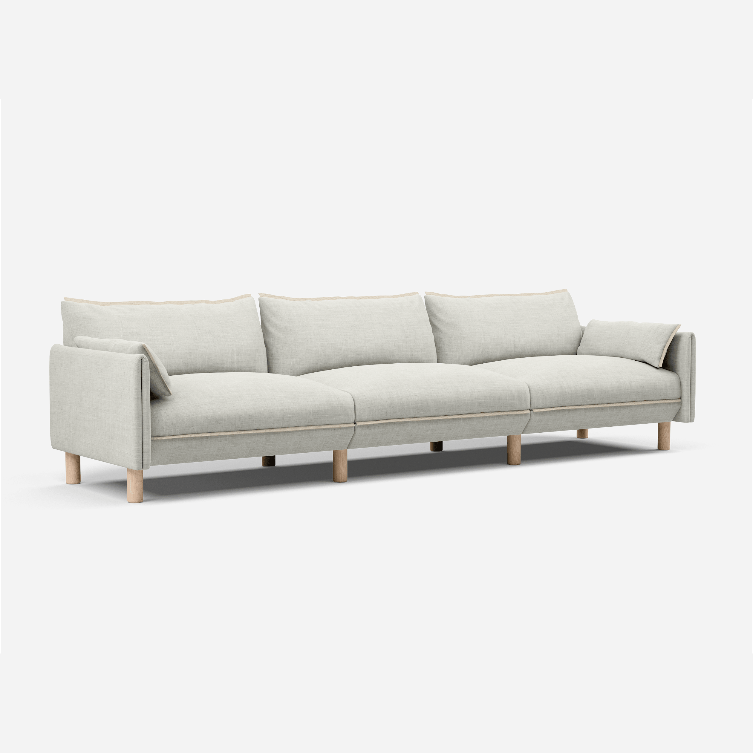 5 Seater 45 Degree Left Wide Shot Weave Ecru @ Ecru Weave Jacket | Natural Trim