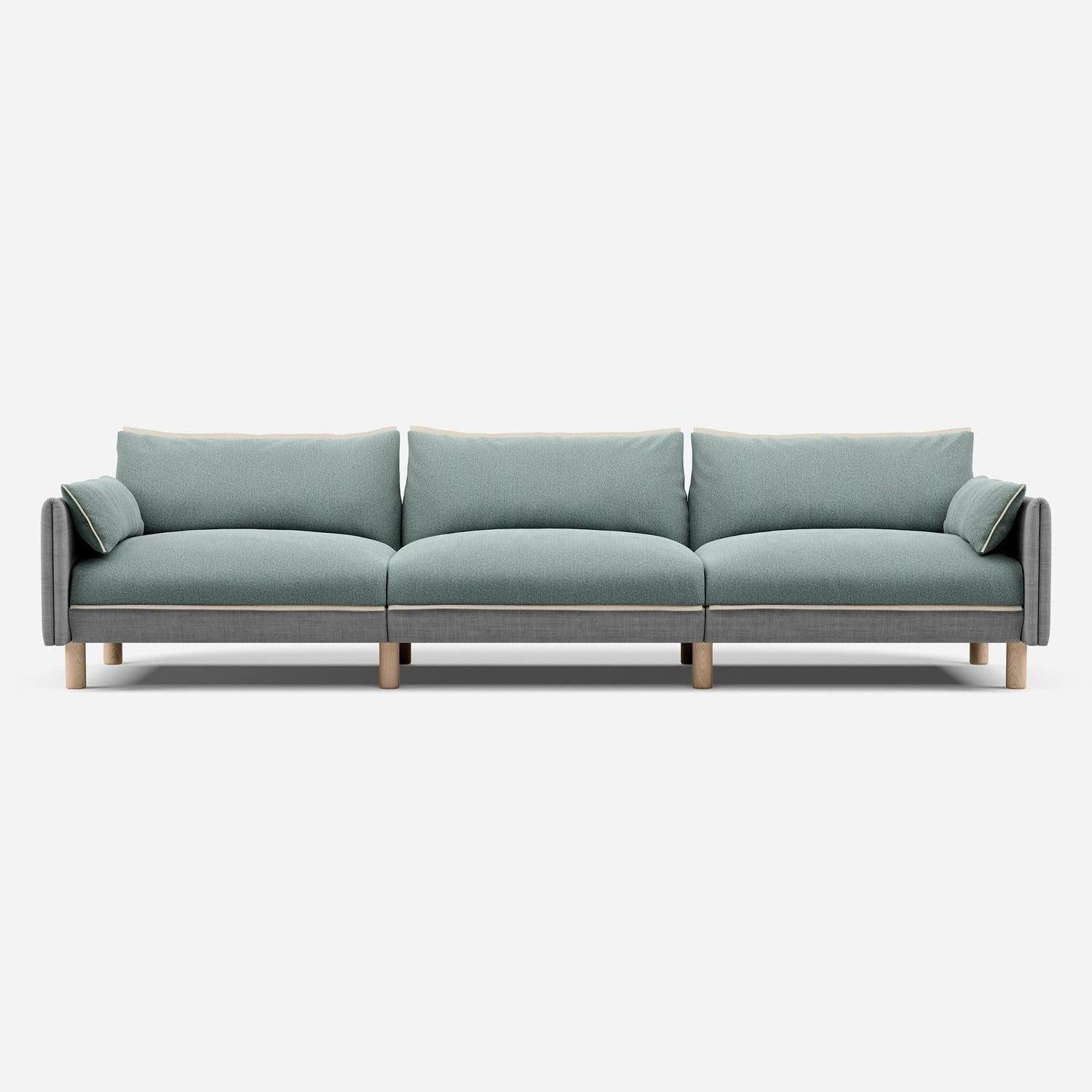 5 Seater Sofa | Weave Light Grey - Cozmo @ Sage Cotton Jacket | Natural Trim