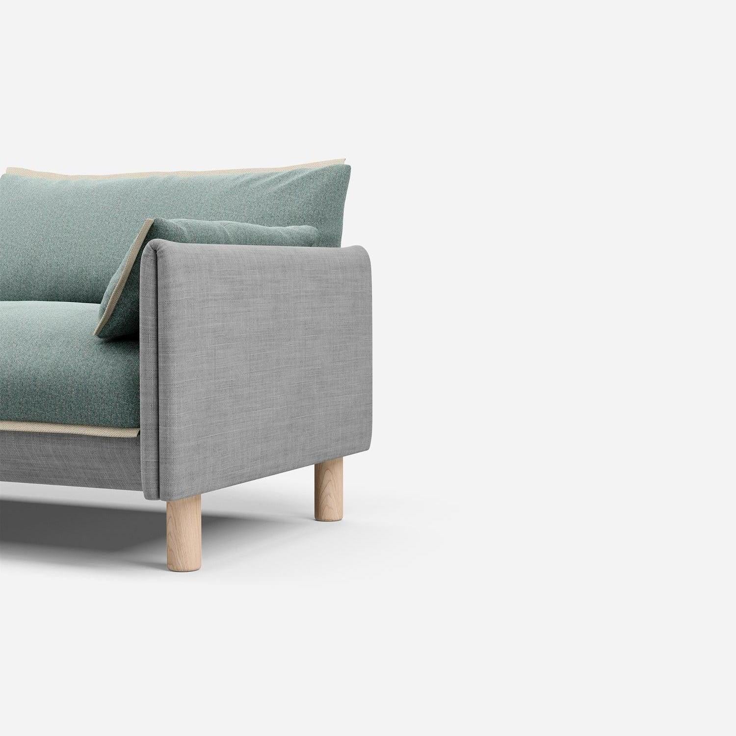 5 Seater Sofa | Weave Light Grey - Cozmo @ Sage Cotton Jacket | Natural Trim