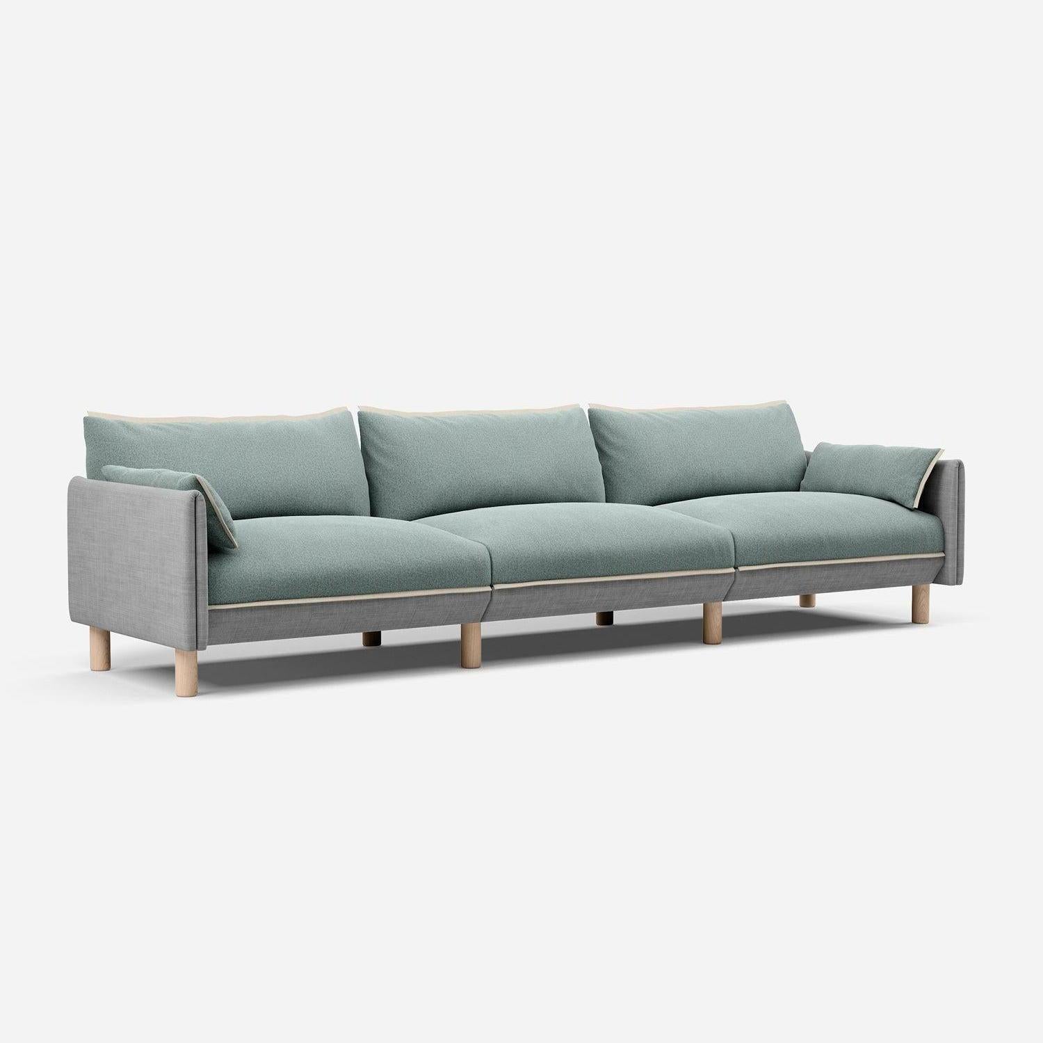 5 Seater Sofa | Weave Light Grey - Cozmo @ Sage Cotton Jacket | Natural Trim