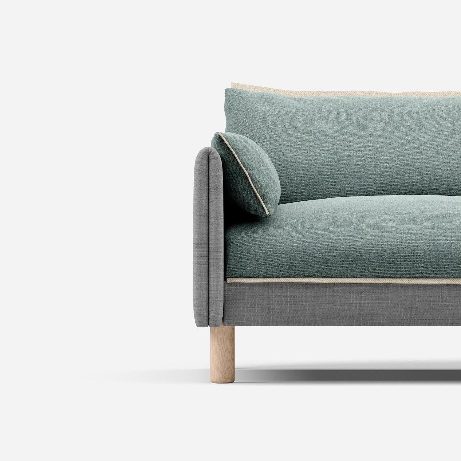 5 Seater Sofa | Weave Light Grey - Cozmo @ Sage Cotton Jacket | Natural Trim