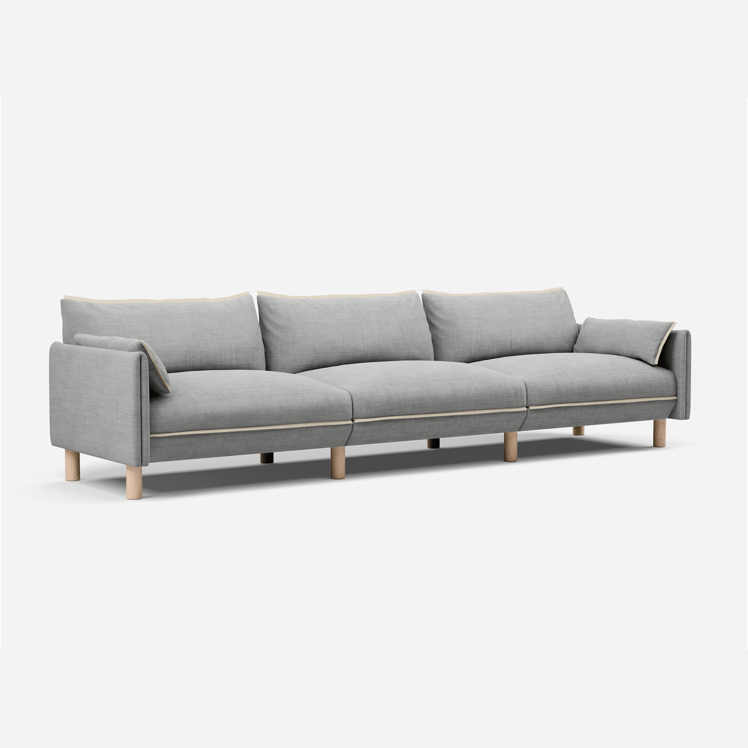 5 Seater 45 Degree Left Wide Shot Weave Light Grey @ Light Grey Weave Jacket | Natural Trim