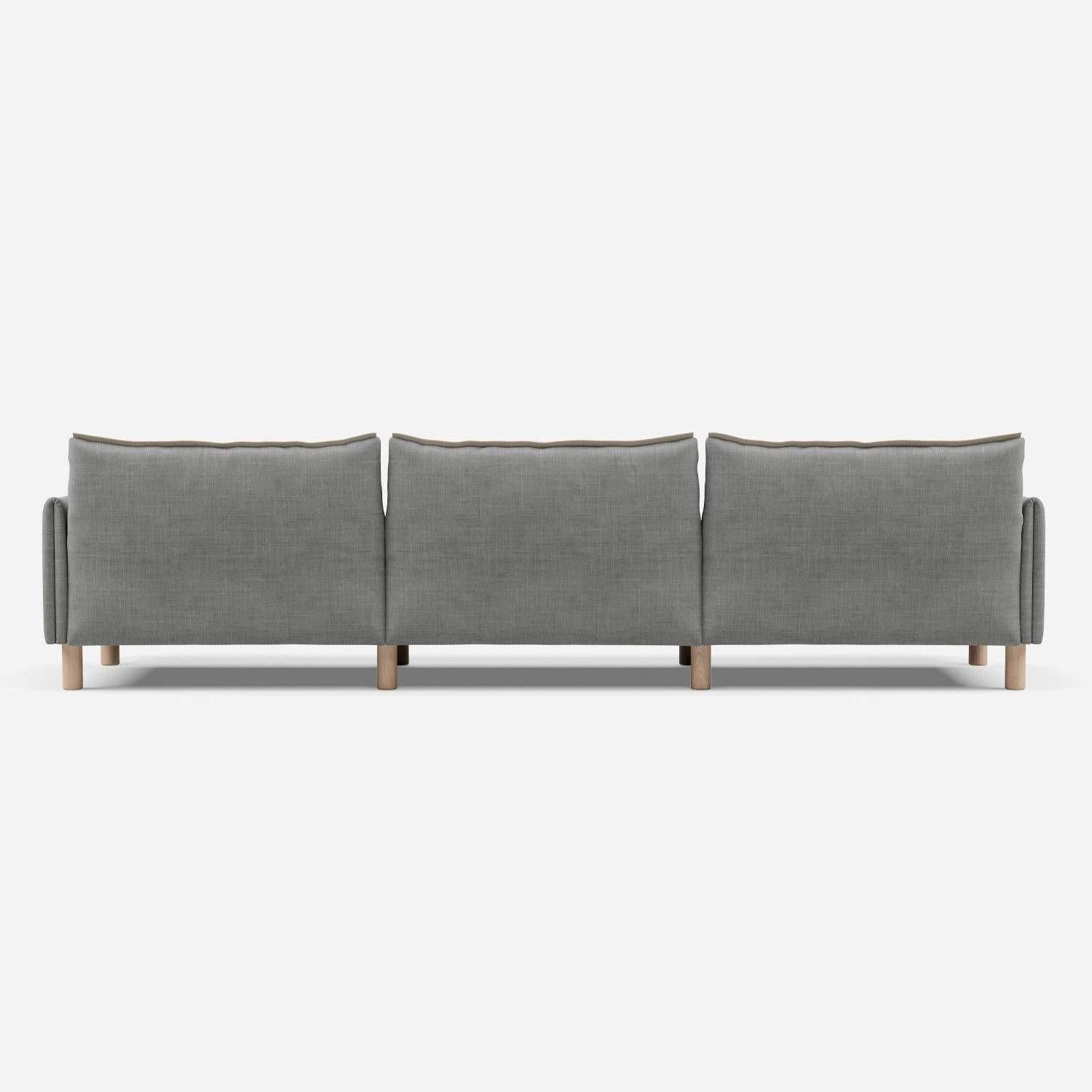 5 Seater Sofa | Weave Light Grey - Cozmo @ Light Grey Weave Jacket | Natural Trim