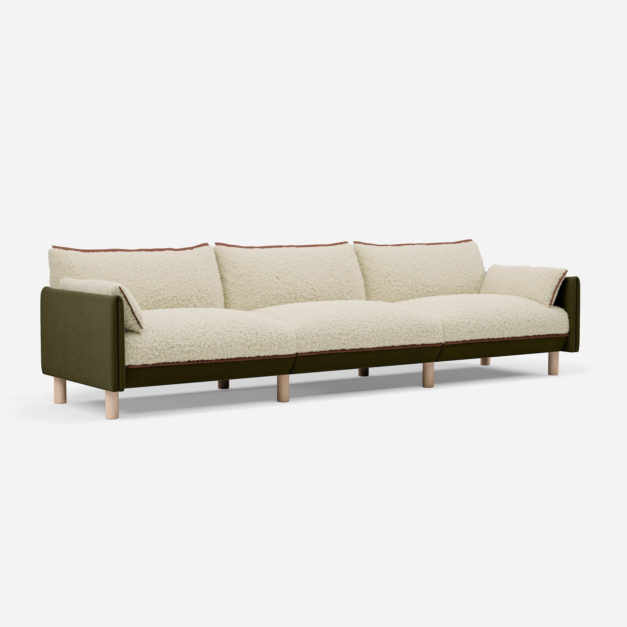 5 Seater Sofa | Cotton Meadow - Cozmo @ Cream Fleece Jacket | Brick Trim