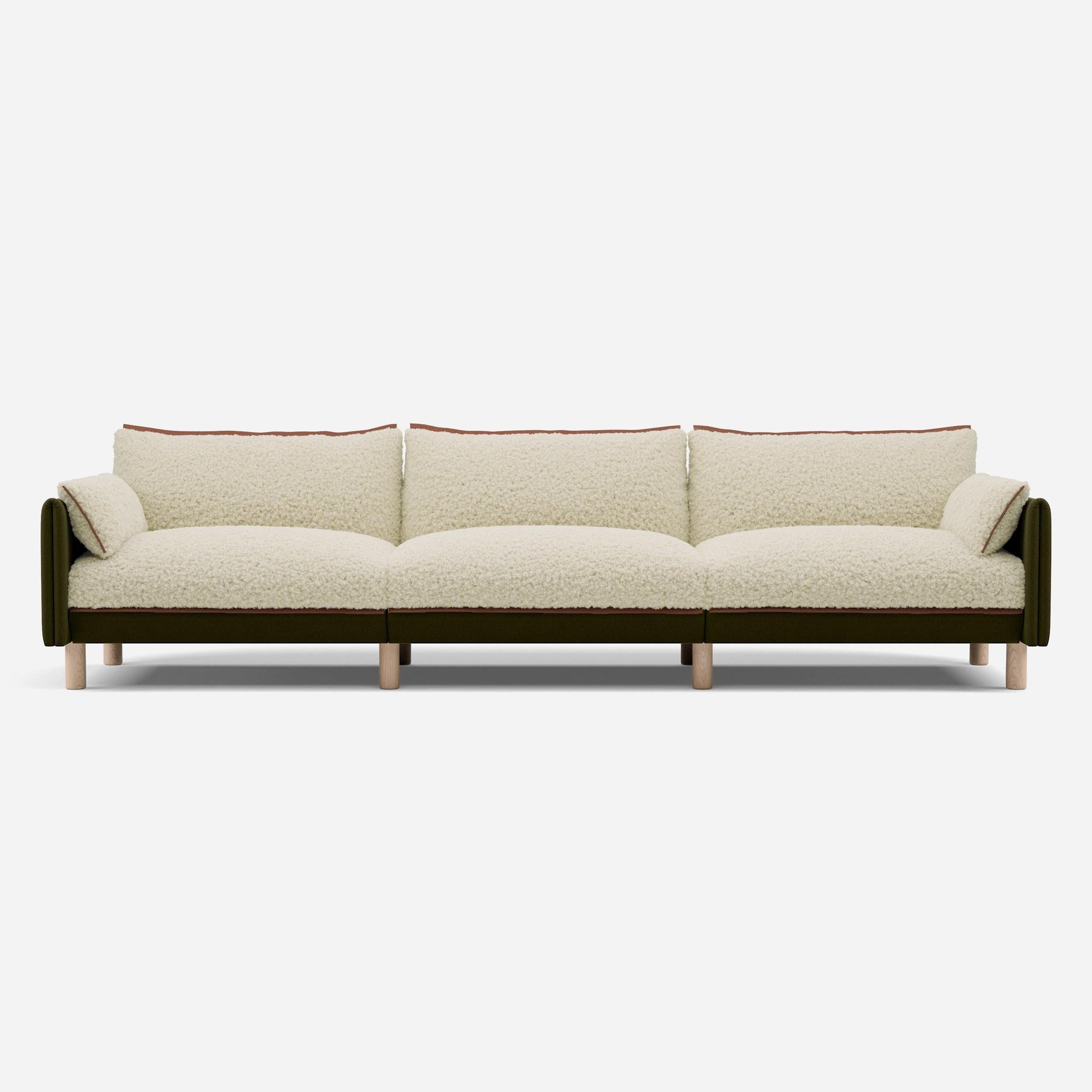 5 Seater Sofa | Cotton Meadow - Cozmo @ Cream Fleece Jacket | Brick Trim