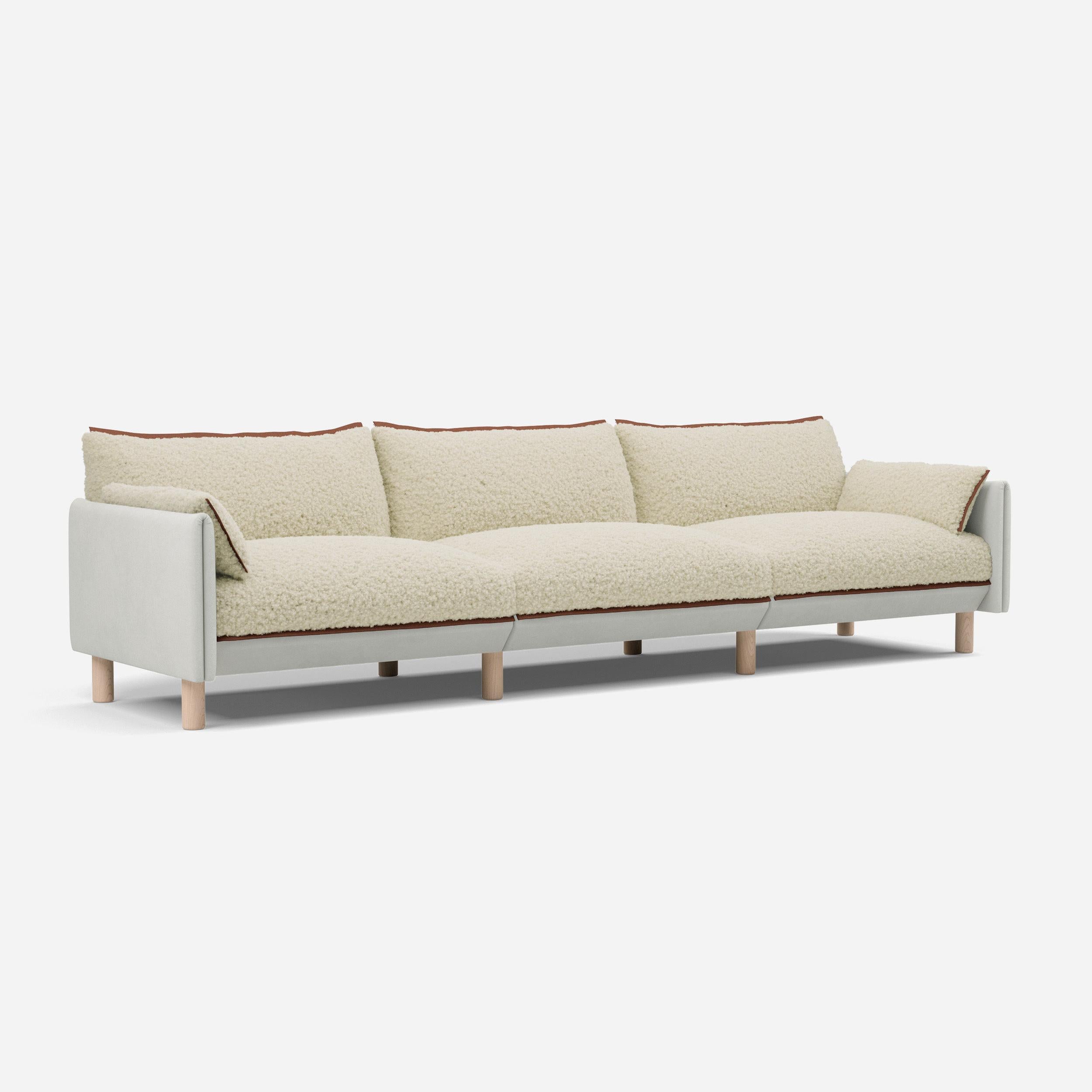 5 Seater Sofa | Cotton Natural - Cozmo @ Cream Fleece Jacket | Brick Trim