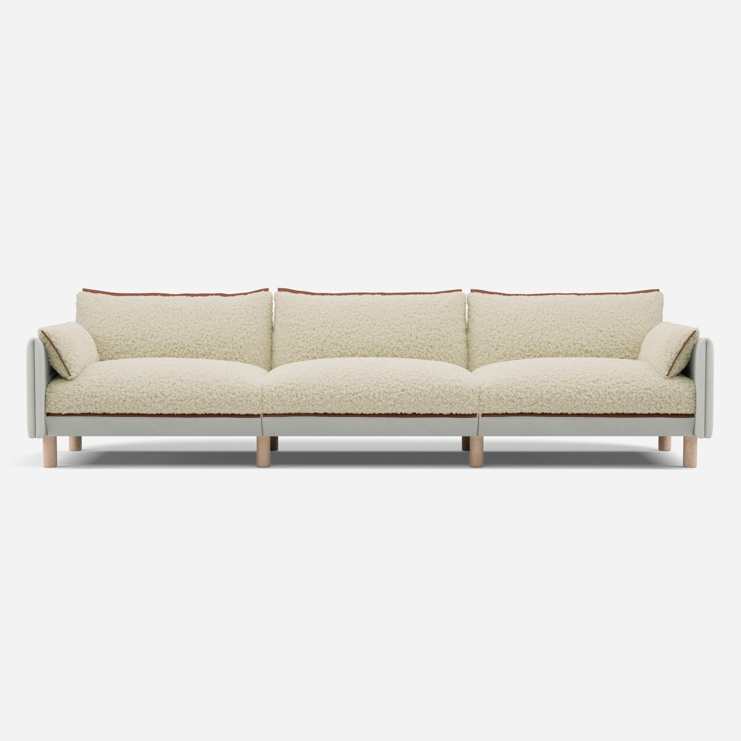 5 Seater Sofa | Cotton Natural - Cozmo @ Cream Fleece Jacket | Brick Trim