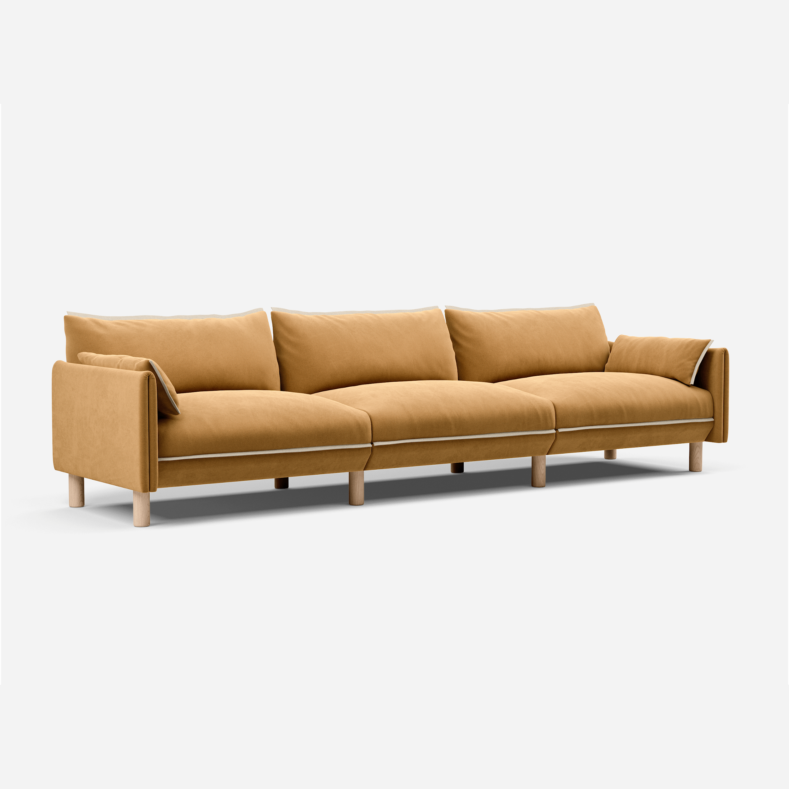 5 Seater 45 Degree Left Wide Shot Ochre @ Ochre Cotton Jacket | Natural Trim