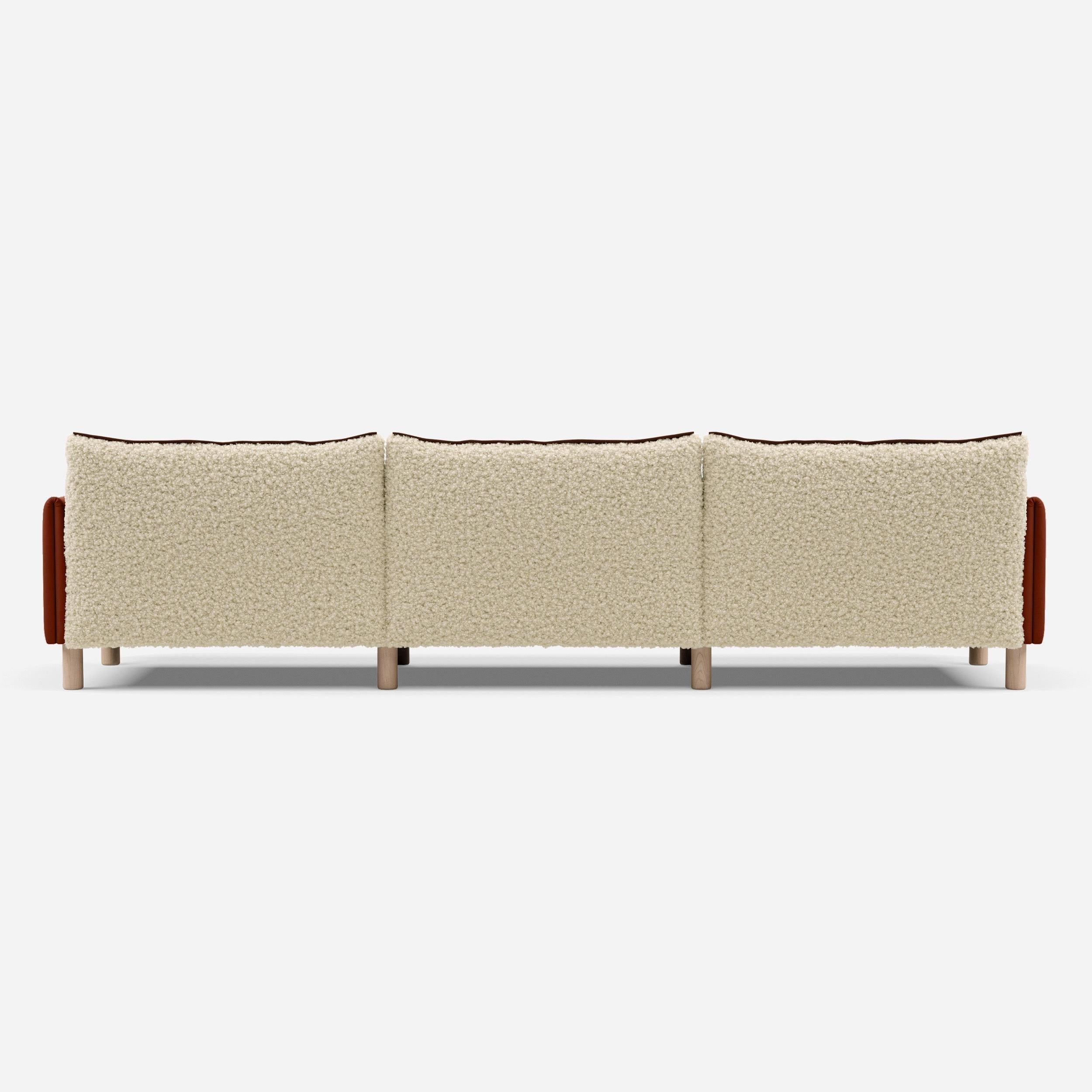 Cozmo Sofas - Cozy 5 Seater Sofa - Rust Velvet - Natural Legs - Rear angle view