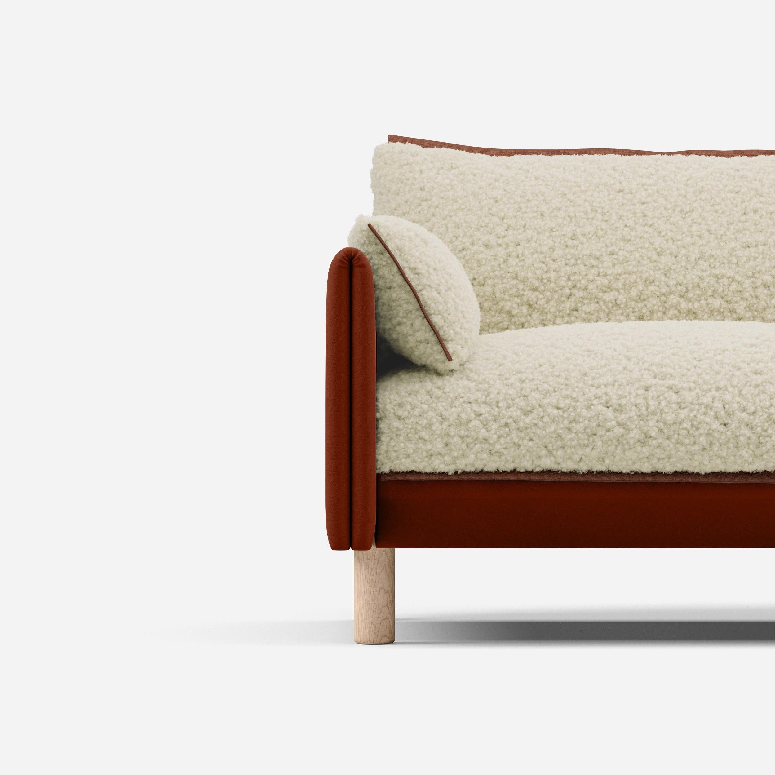 Cozmo Sofas - Cozy 5 Seater Sofa - Rust Velvet - Natural Legs - Rear view