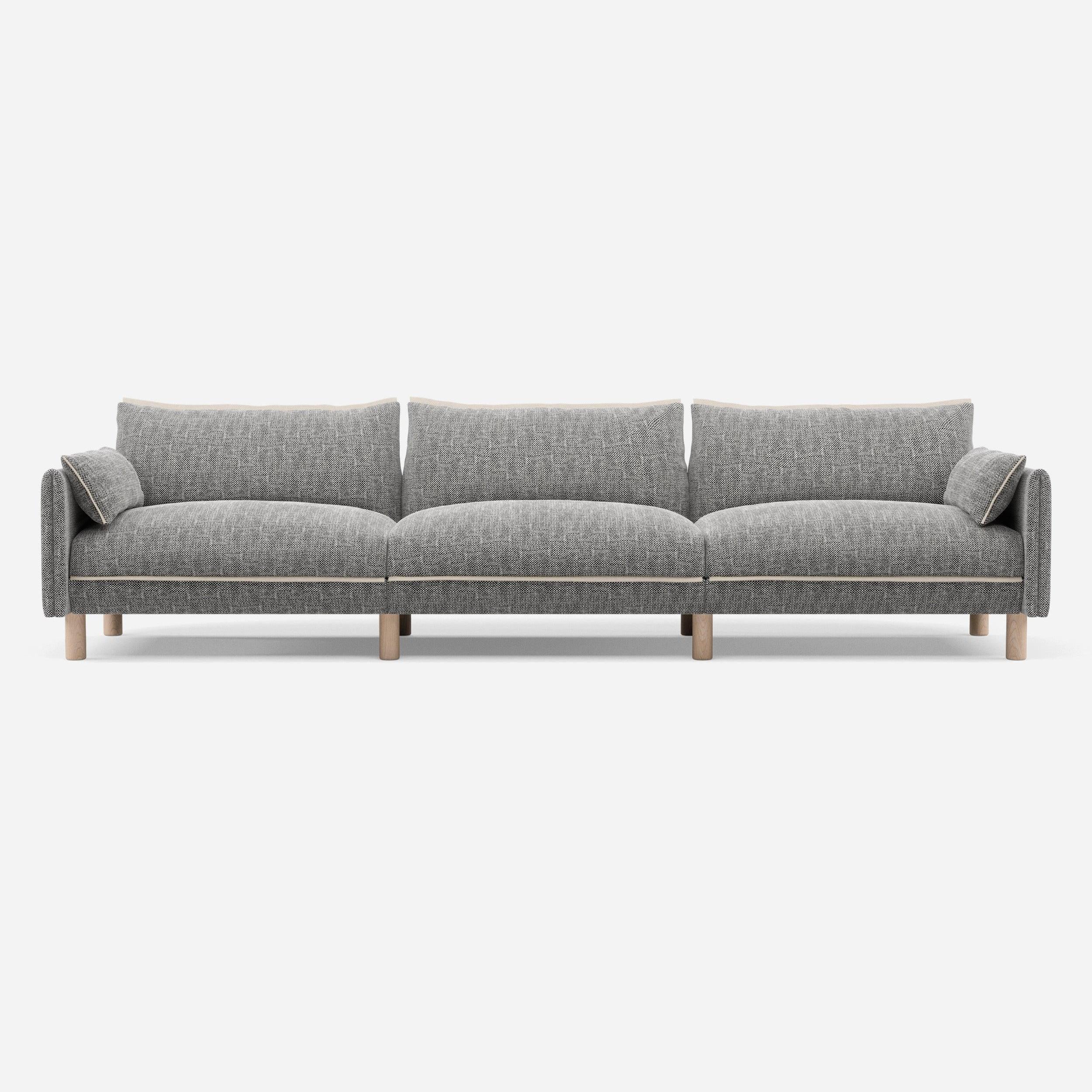 5 Seater Sofa | Textured Weave Salt & Pepper - Cozmo @ Salt & Pepper Textured Weave Jacket | Natural Trim