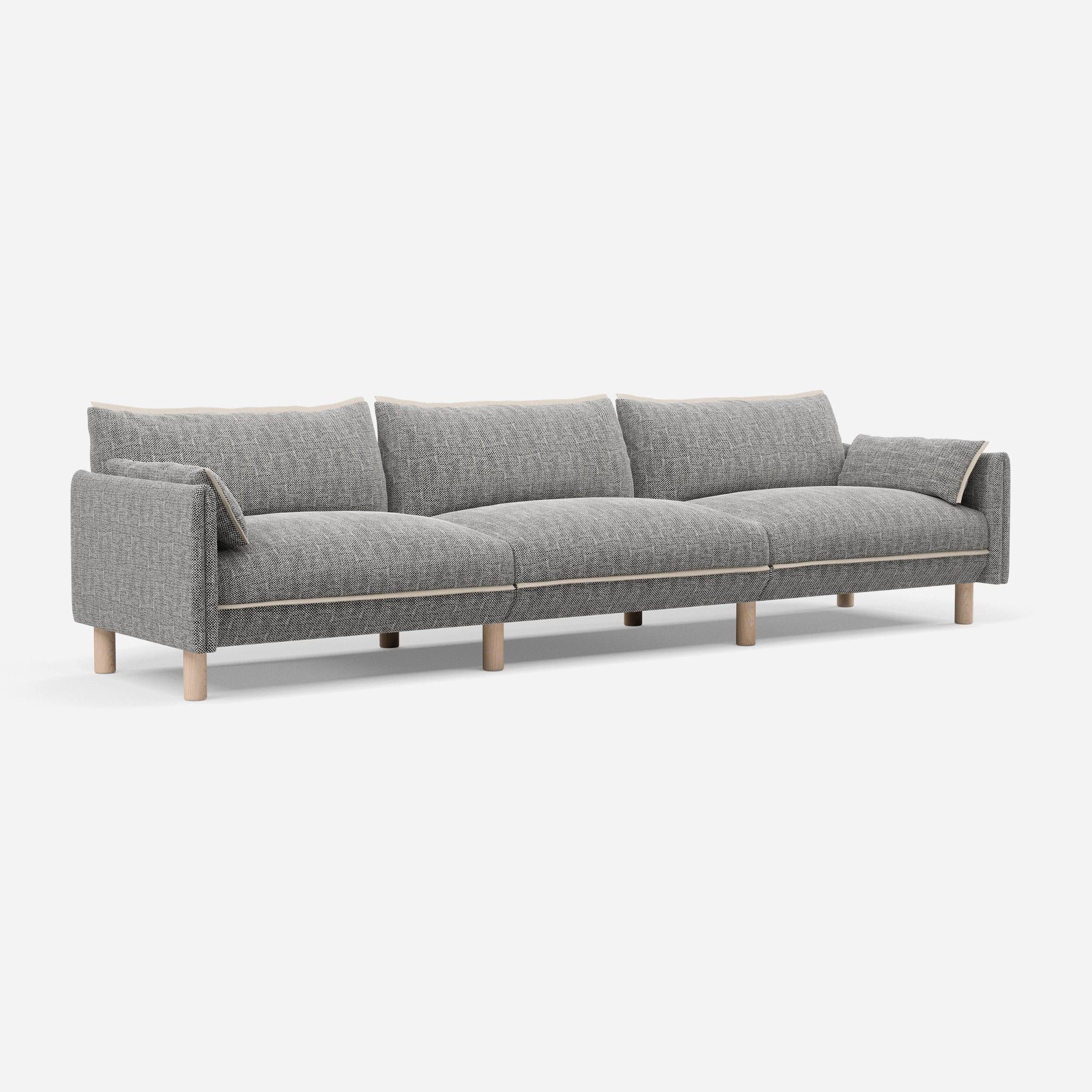 5 Seater Sofa | Textured Weave Salt & Pepper - Cozmo @ Salt & Pepper Textured Weave Jacket | Natural Trim