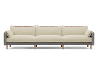5 Seater Sofa | Textured Weave Salt & Pepper - Cozmo @ Cream Fleece Jacket | Brick Trim