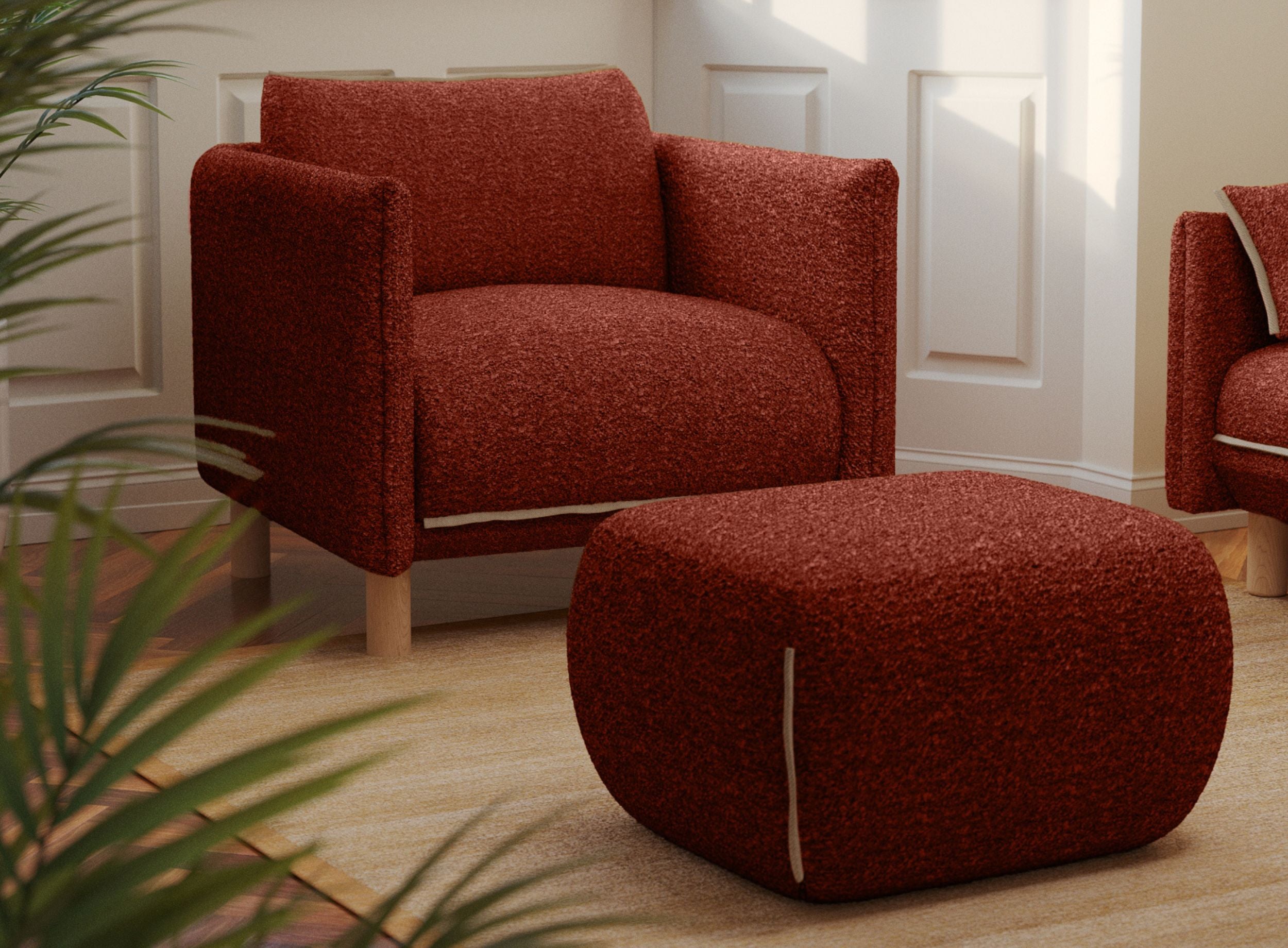 Cozy Pouffe | Brick Boucle