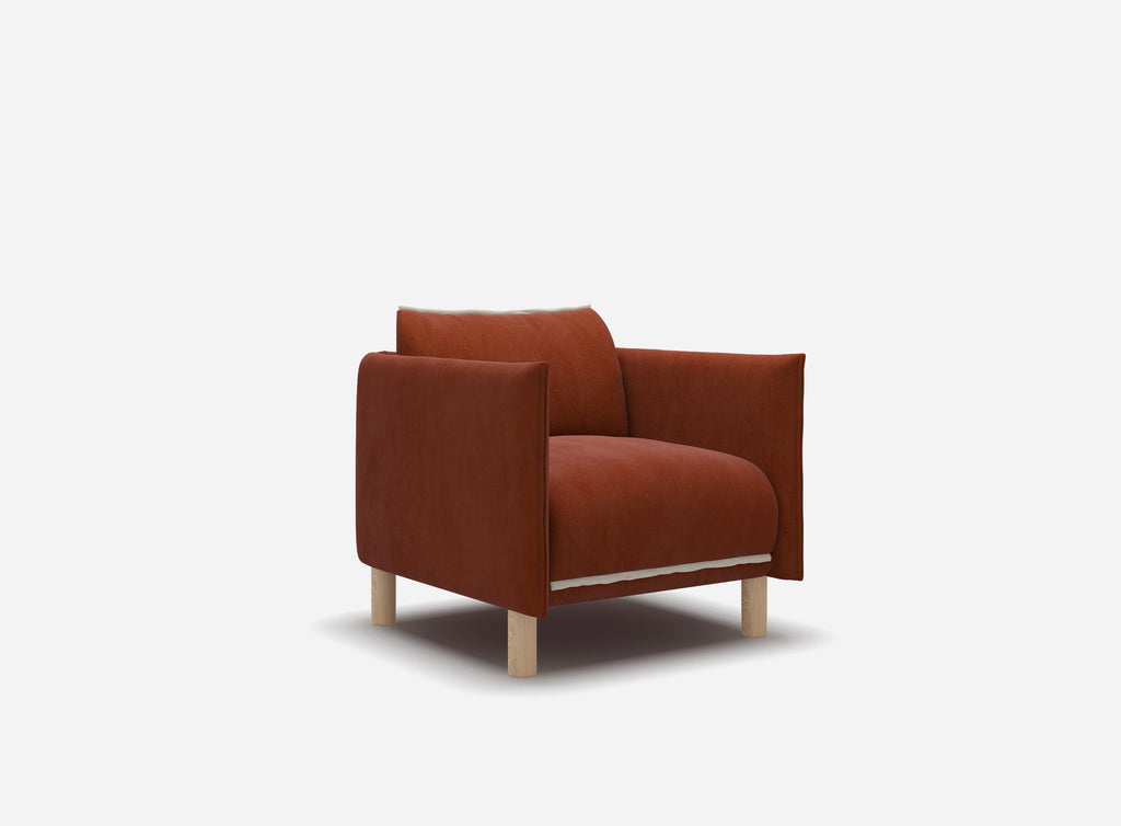 Cozy Armchair Velvet Natural Trim