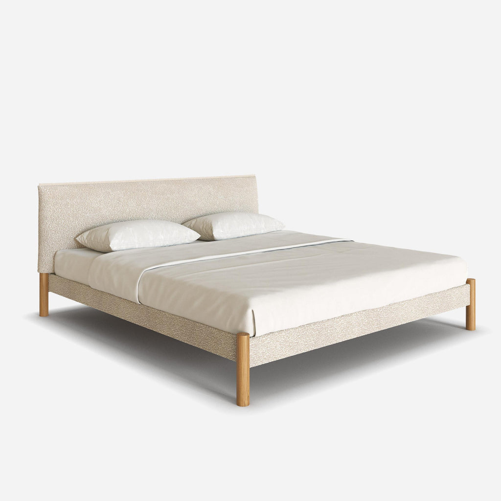 Cozy Bed King Ecru Boucle Frame Ecru Boucle Headboard Ecru Boucle Headboard