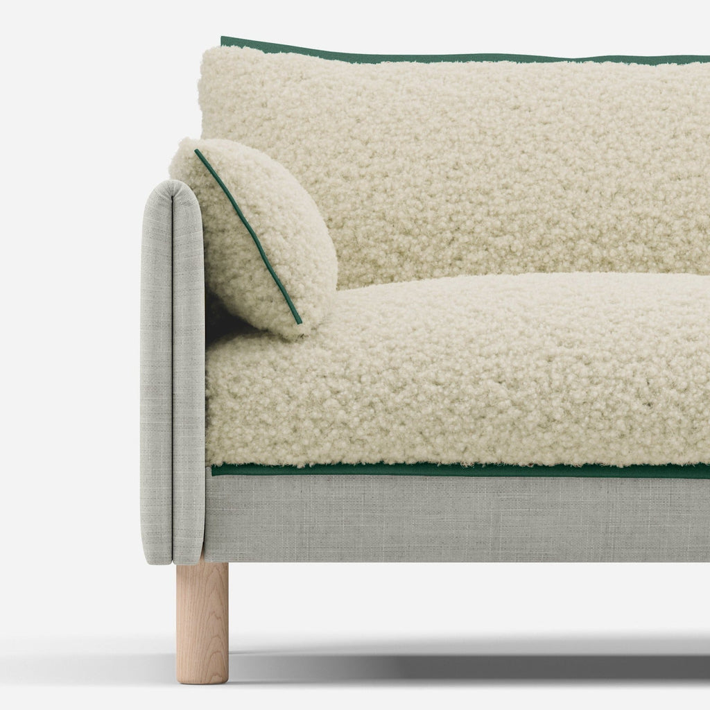 Cozy Cream Fleece Jacket Trim 1.5 Seater Sofa Set