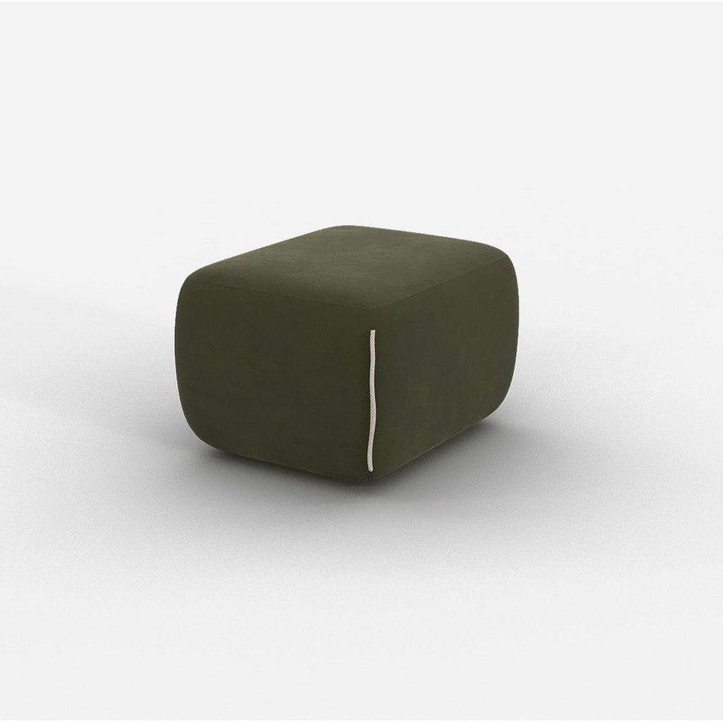 Cozy Pouffe Dark Green Velvet Natural Trim