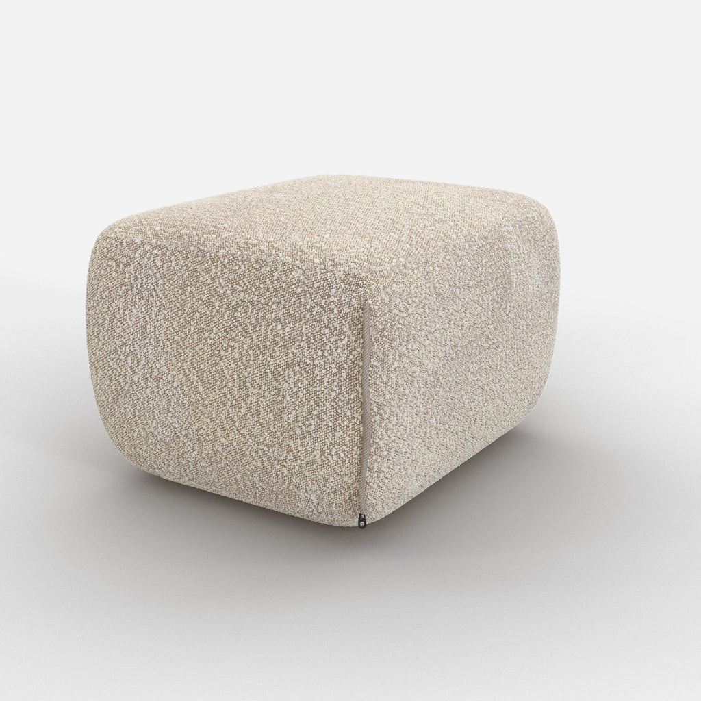 Cozy Pouffe Ecru Boucle Trim