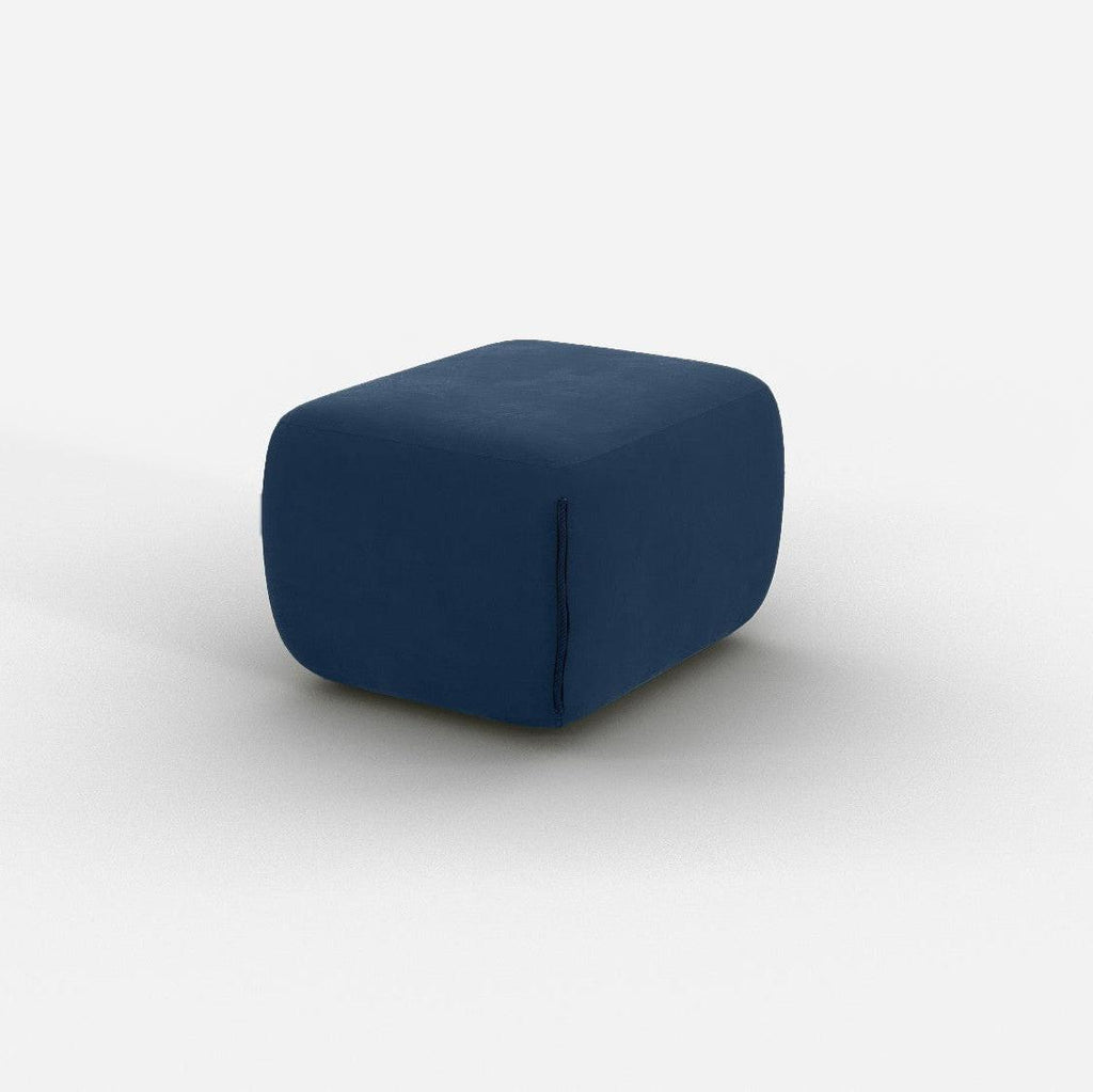 Cozy Pouffe Midnight Blue Velvet Dark Blue Trim