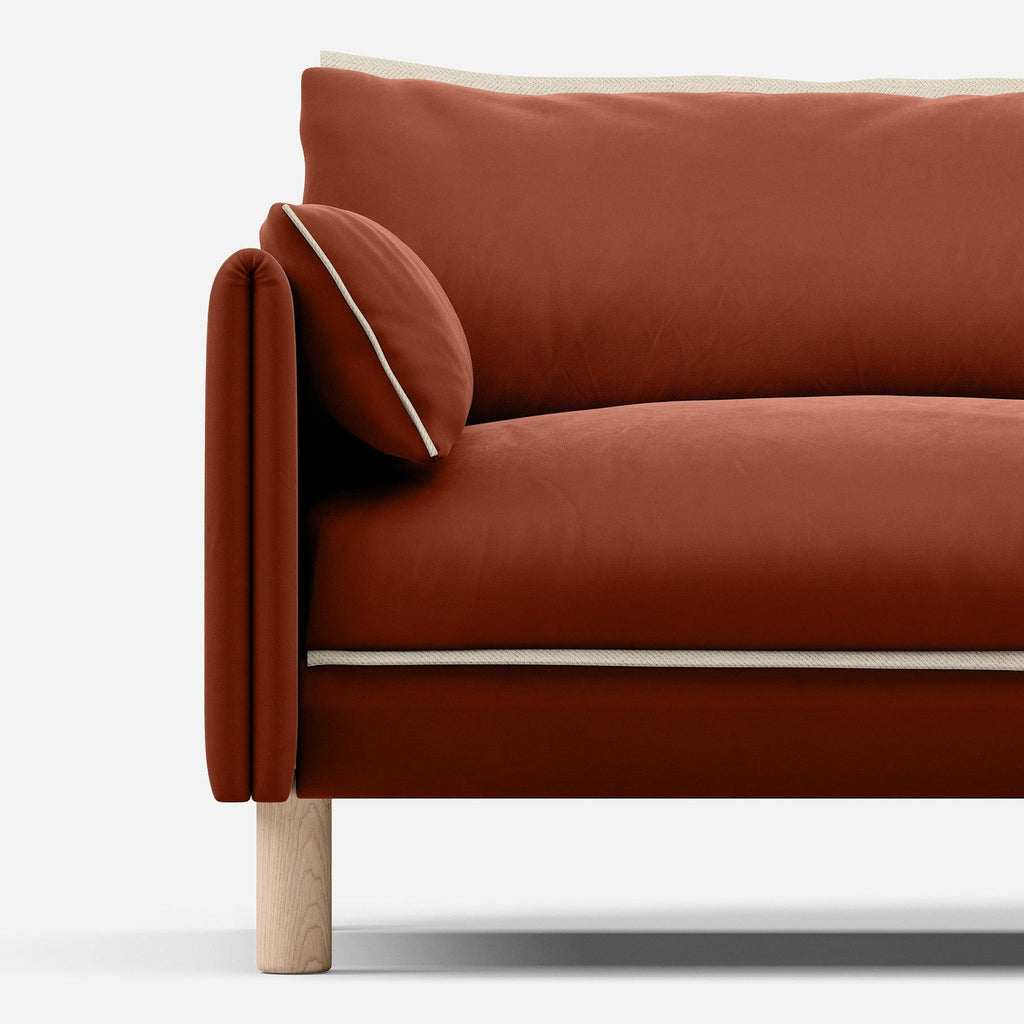 Cozy Velvet Jacket Natural Trim 1.5 Seater Sofa Set