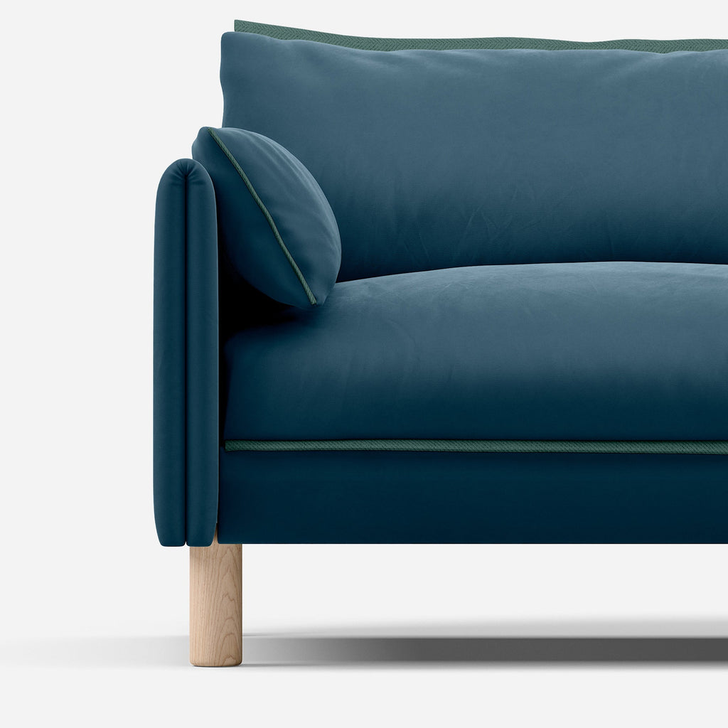 Cozy Teal Velvet Jacket Trim 1.5 Seater Sofa Set