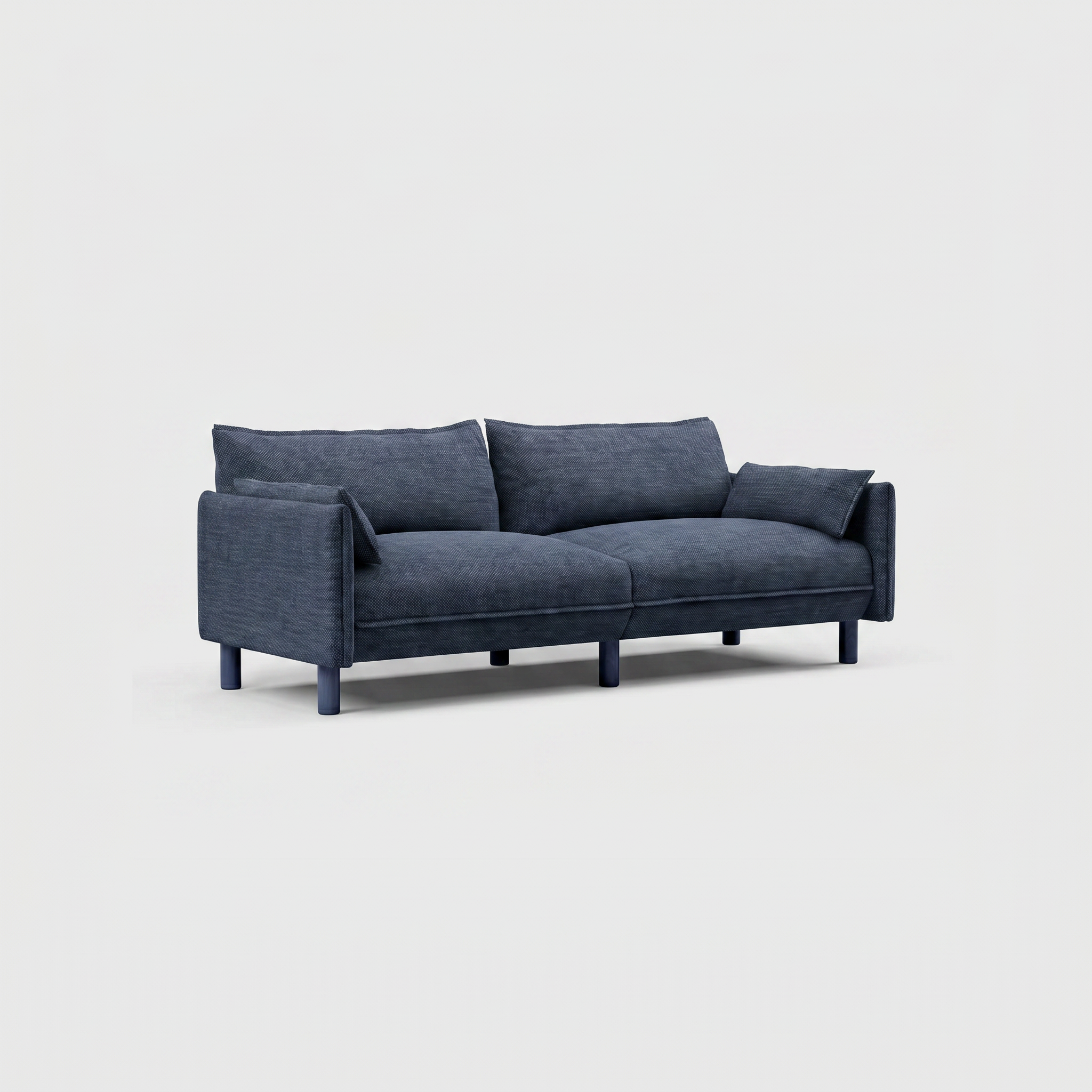Cozmo Sofas - Cozy 3 Seater Sofa - Blue & Brown Textured Weave - Natural Legs - Rear angle view
