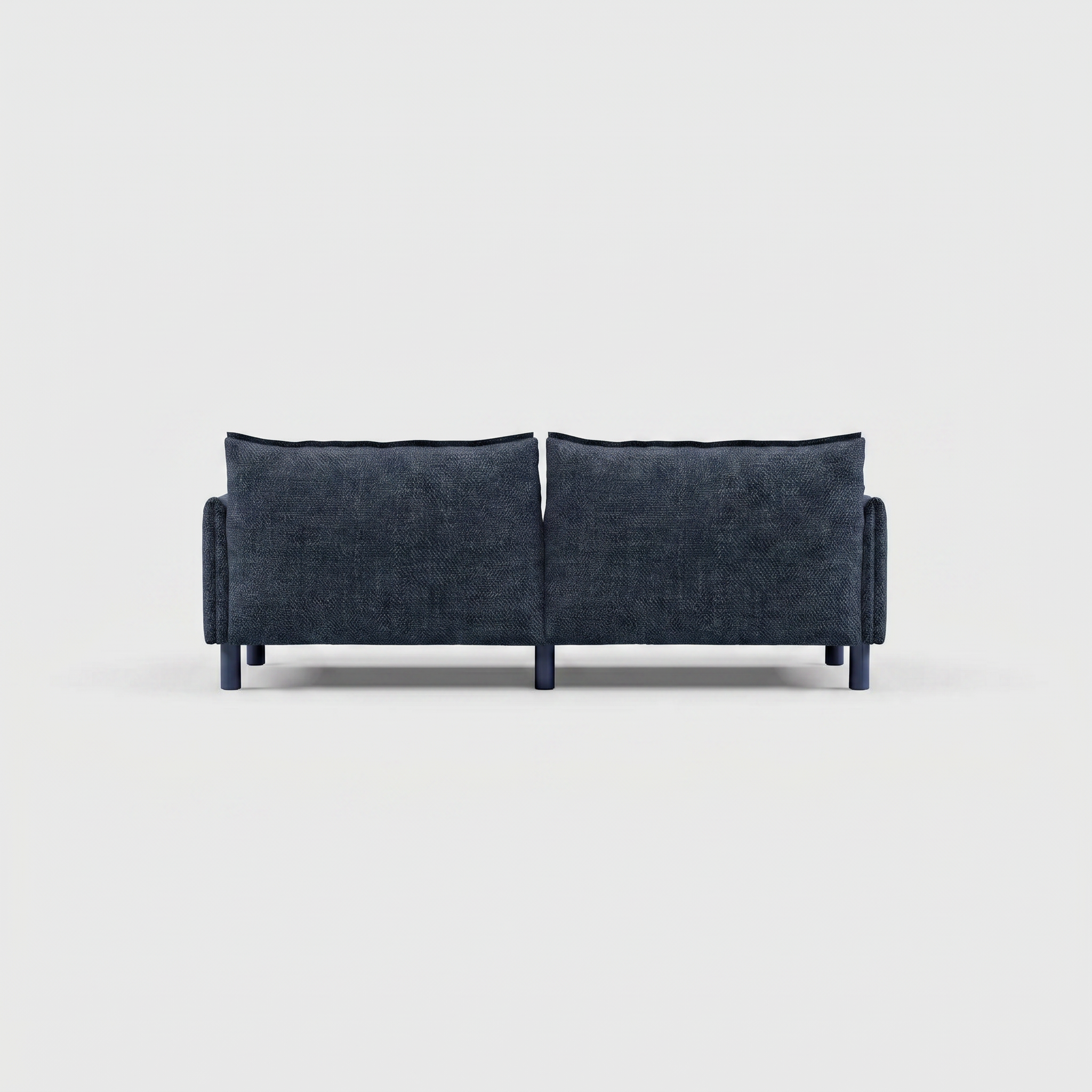 Cozmo Sofas - Cozy 3 Seater Sofa - Blue & Brown Textured Weave - Natural Legs - Side angle view