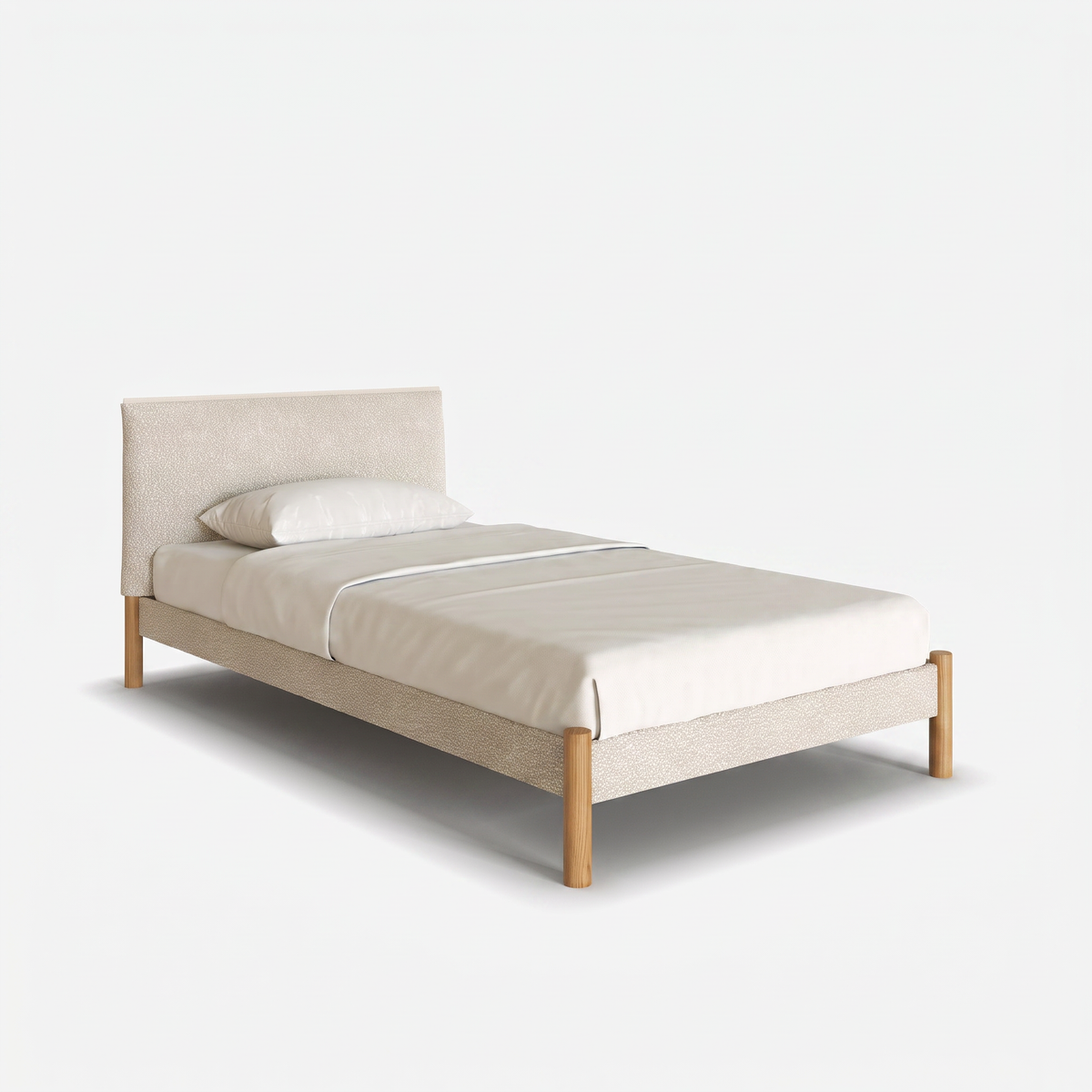 Cozy Bed | Single - Ecru Boucle Frame | Ecru Boucle Headboard