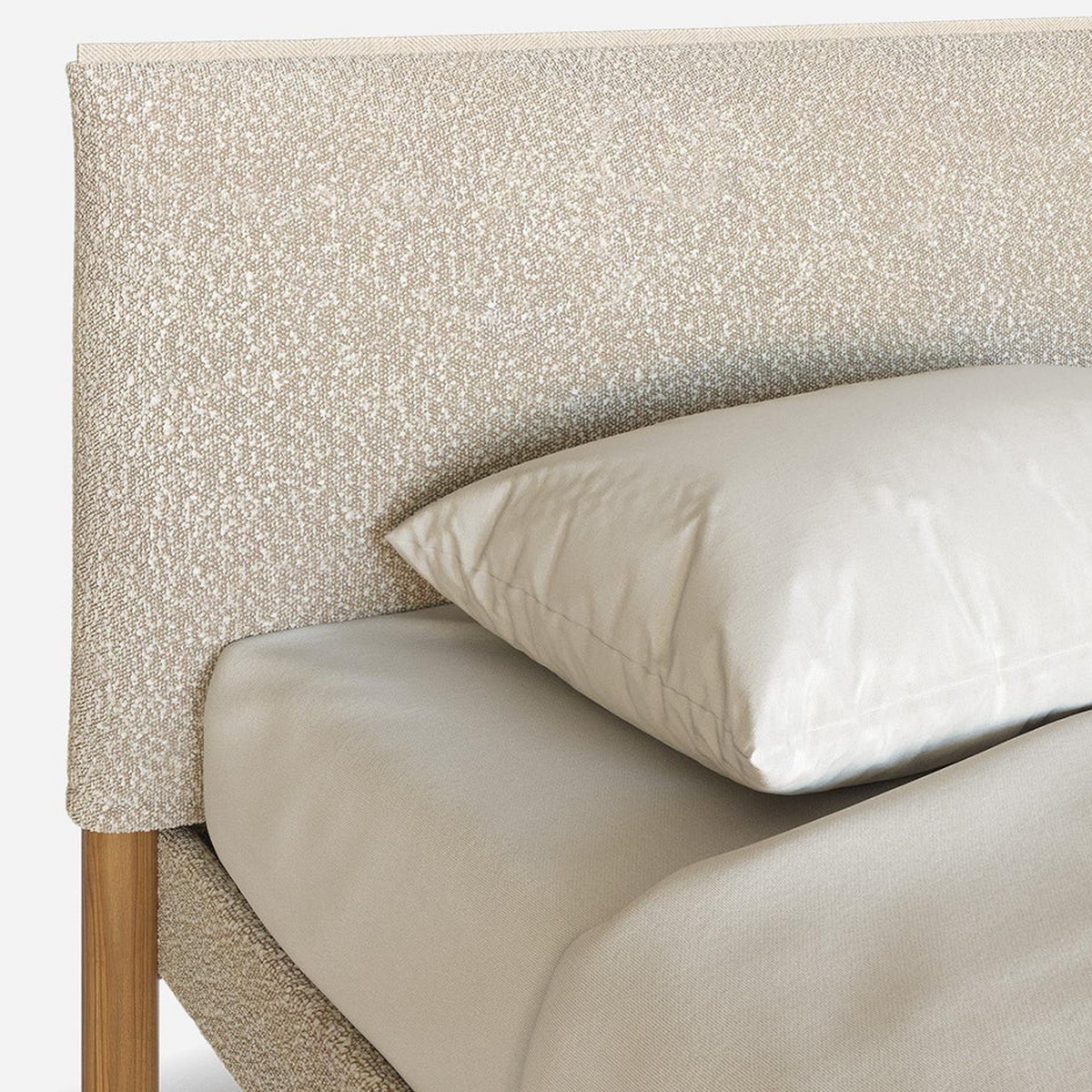 Cozy Bed | Single - Ecru Boucle Frame | Ecru Boucle Headboard