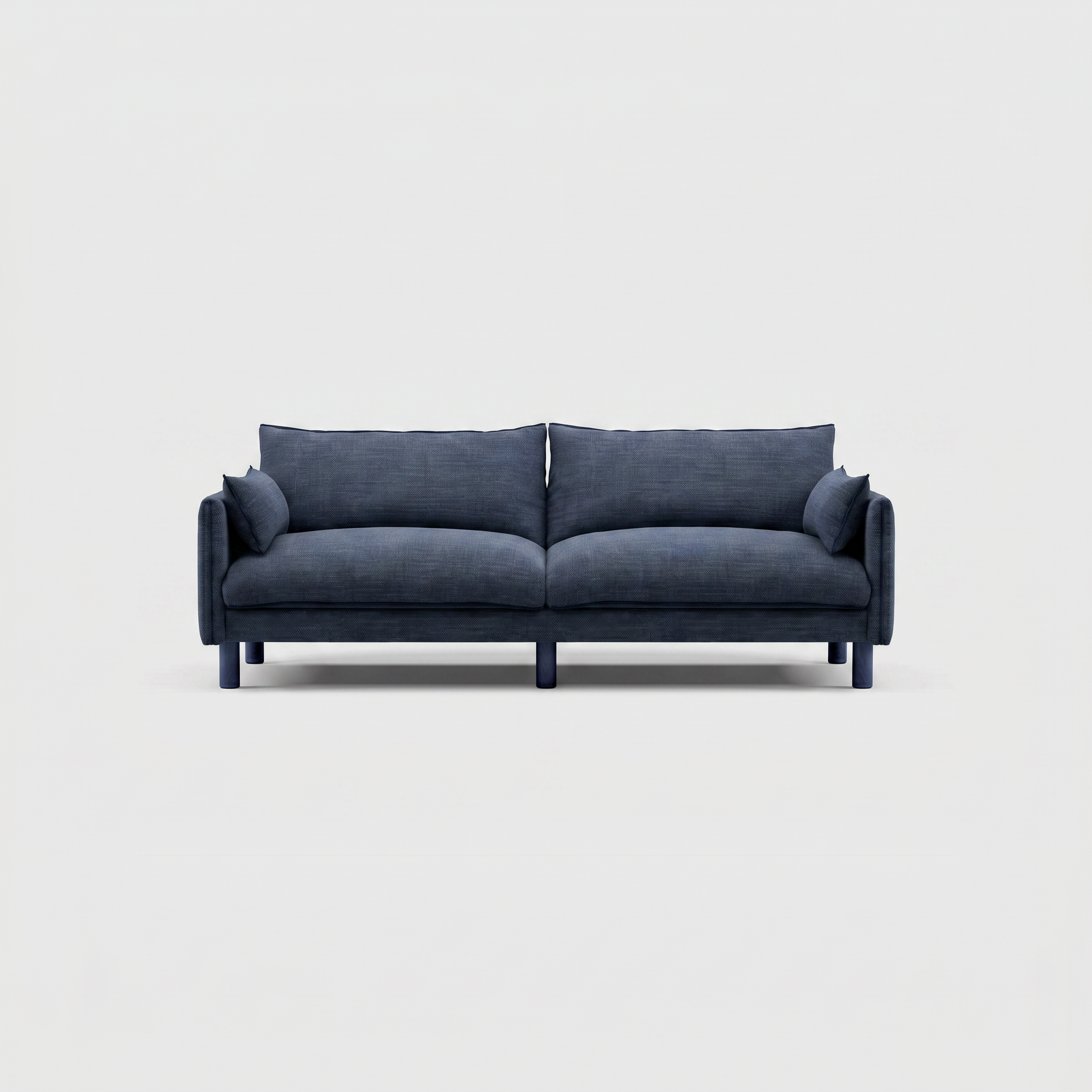 Cozmo Sofas - Cozy 3 Seater Sofa - Blue & Brown Textured Weave - Natural Legs - Front view