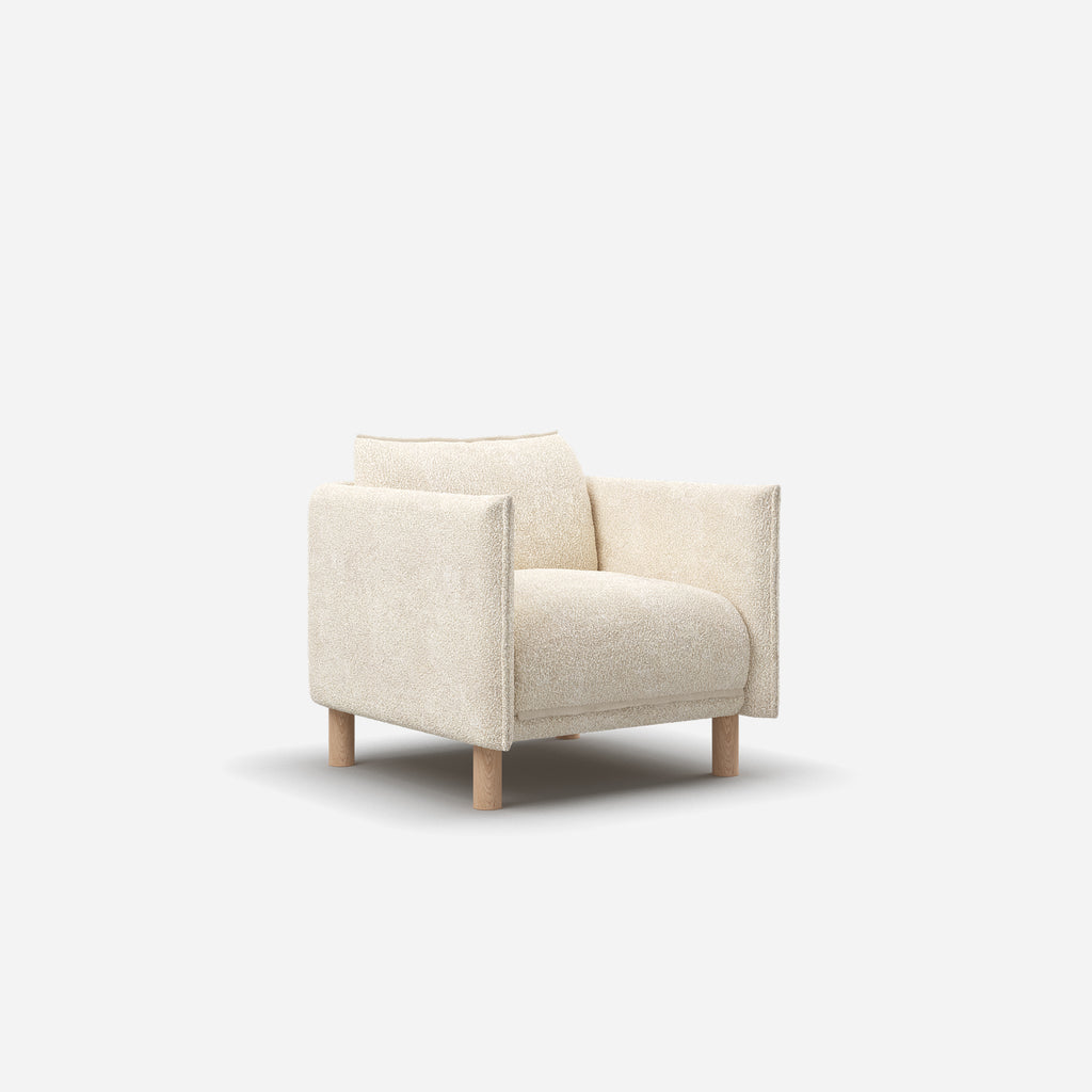 Cozy Armchair Ecru Boucle Trim