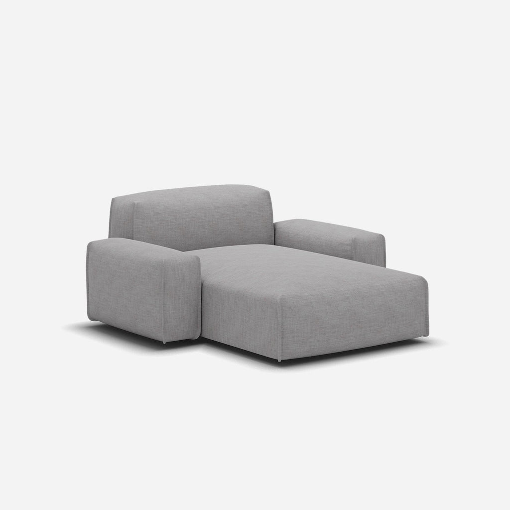 Float 1.5 Seater Chaise Sofa Light Grey Weave Natural Trim