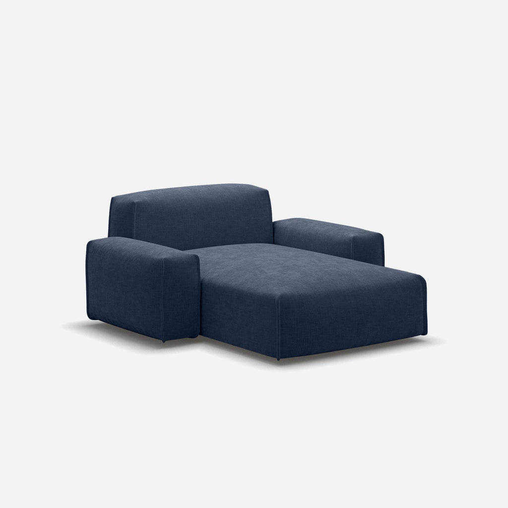 Float 1.5 Seater Chaise Sofa Cotton Blue Trim