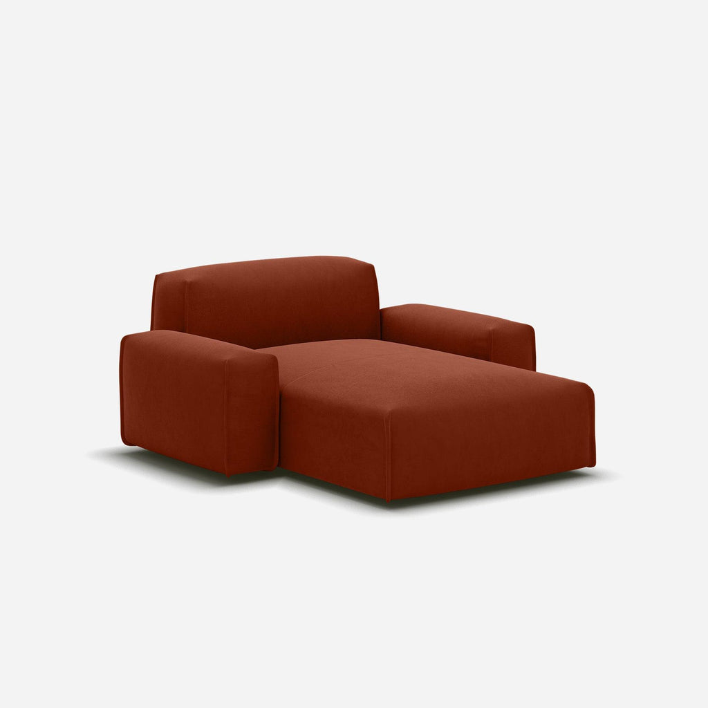 Float 1.5 Seater Chaise Sofa Velvet Natural Trim