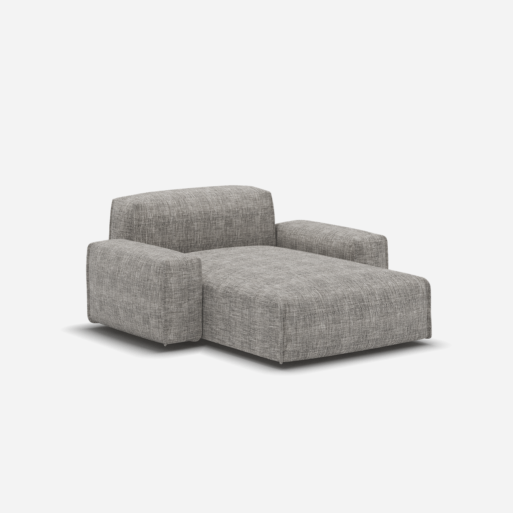 Float 1.5 Seater Chaise Sofa Salt & Pepper Textured Weave Trim