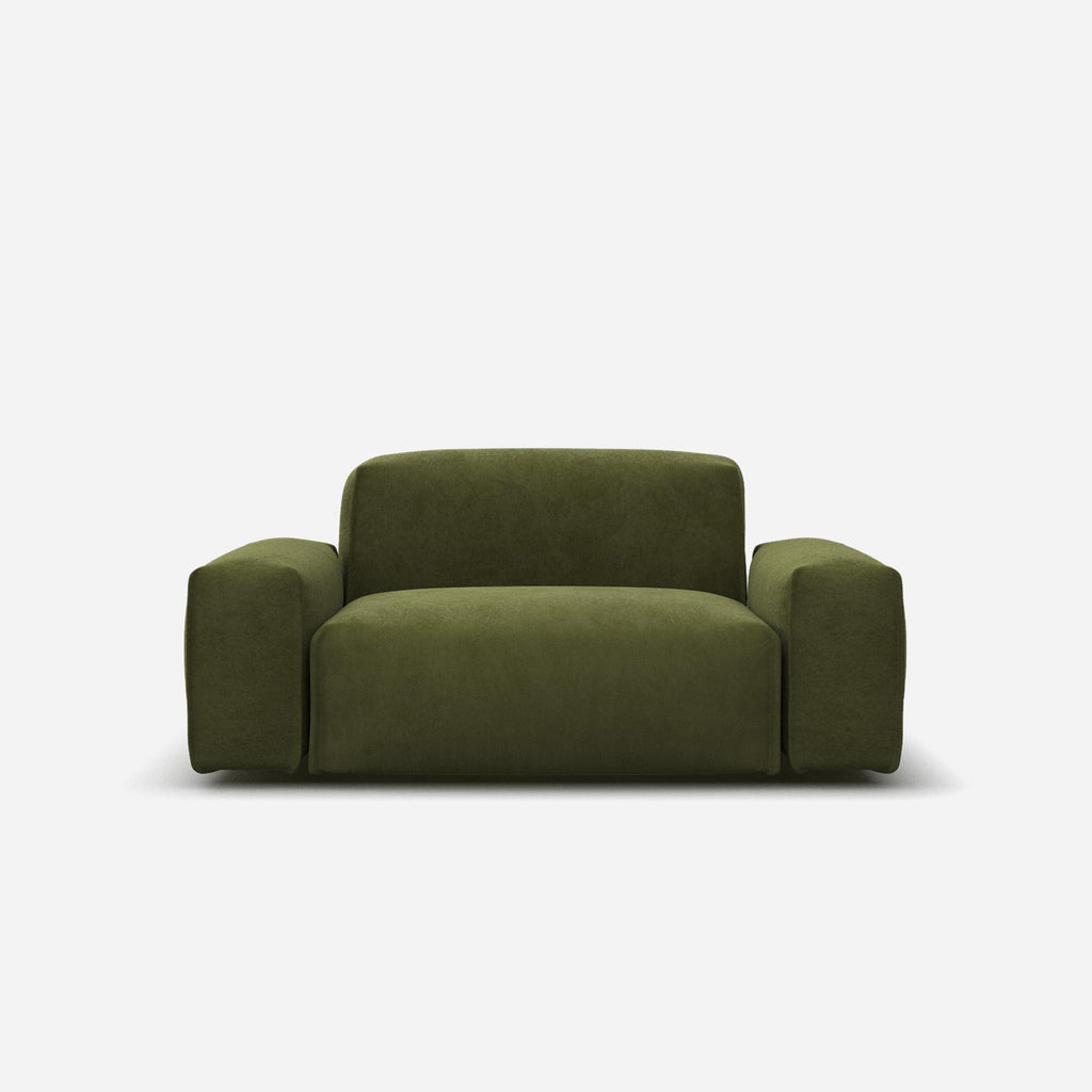 Float 1.5 Seater Sofa Dark Green Velvet Natural Trim