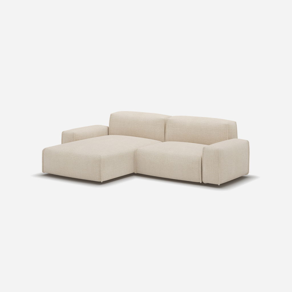 Float 3 Seater LH Chaise Sofa Textured Weave Brick Trim